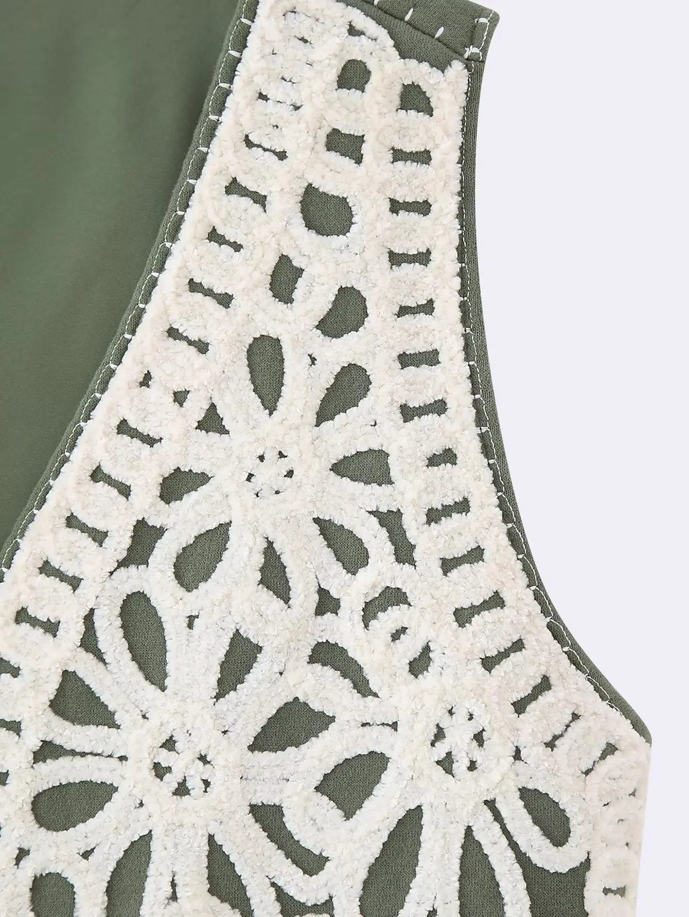 Moss Blossom Boho Floral Embroidered Vest