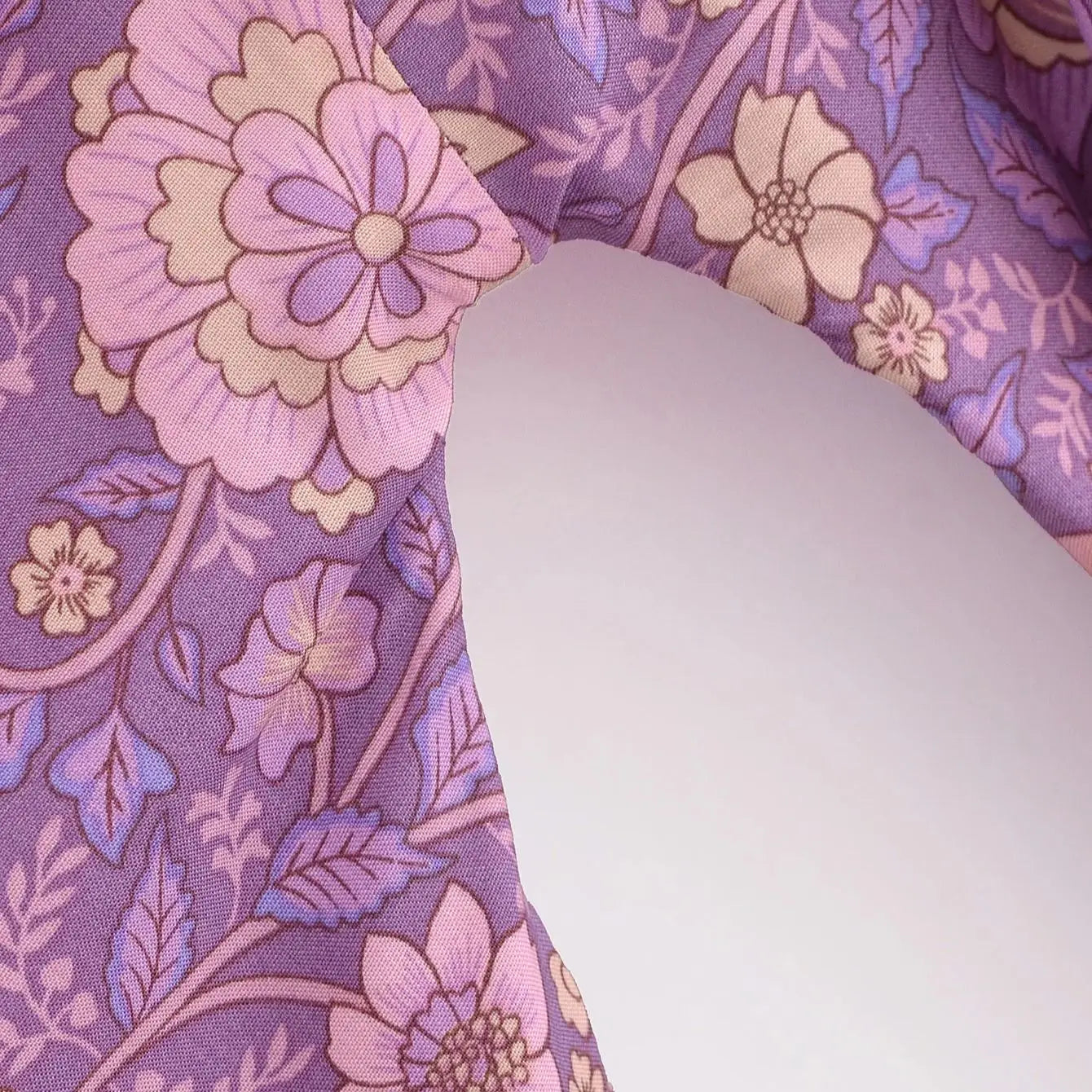 Lavender Rose Boho Floral Print Short Robe