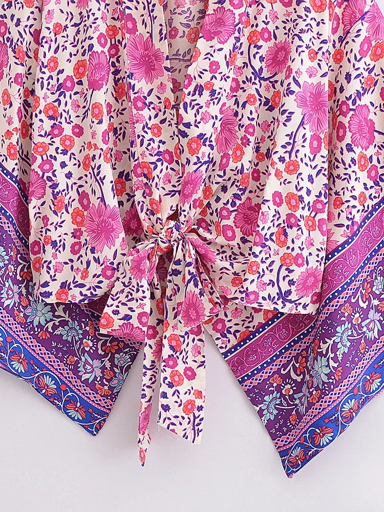 Sweet Pink Boho Floral Print Crop Top