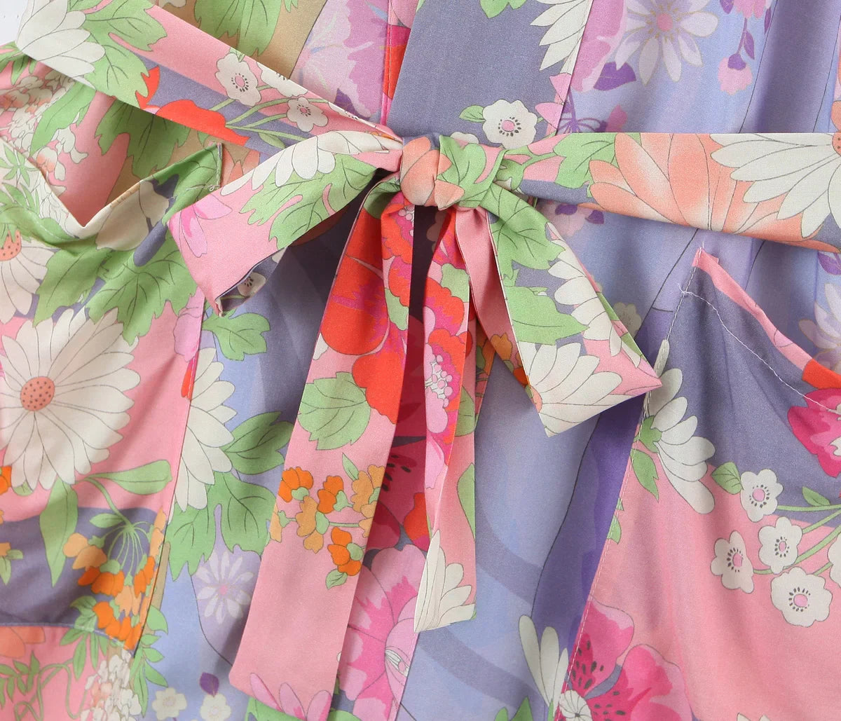 Pink Blooms Boho Floral Print Maxi Robe