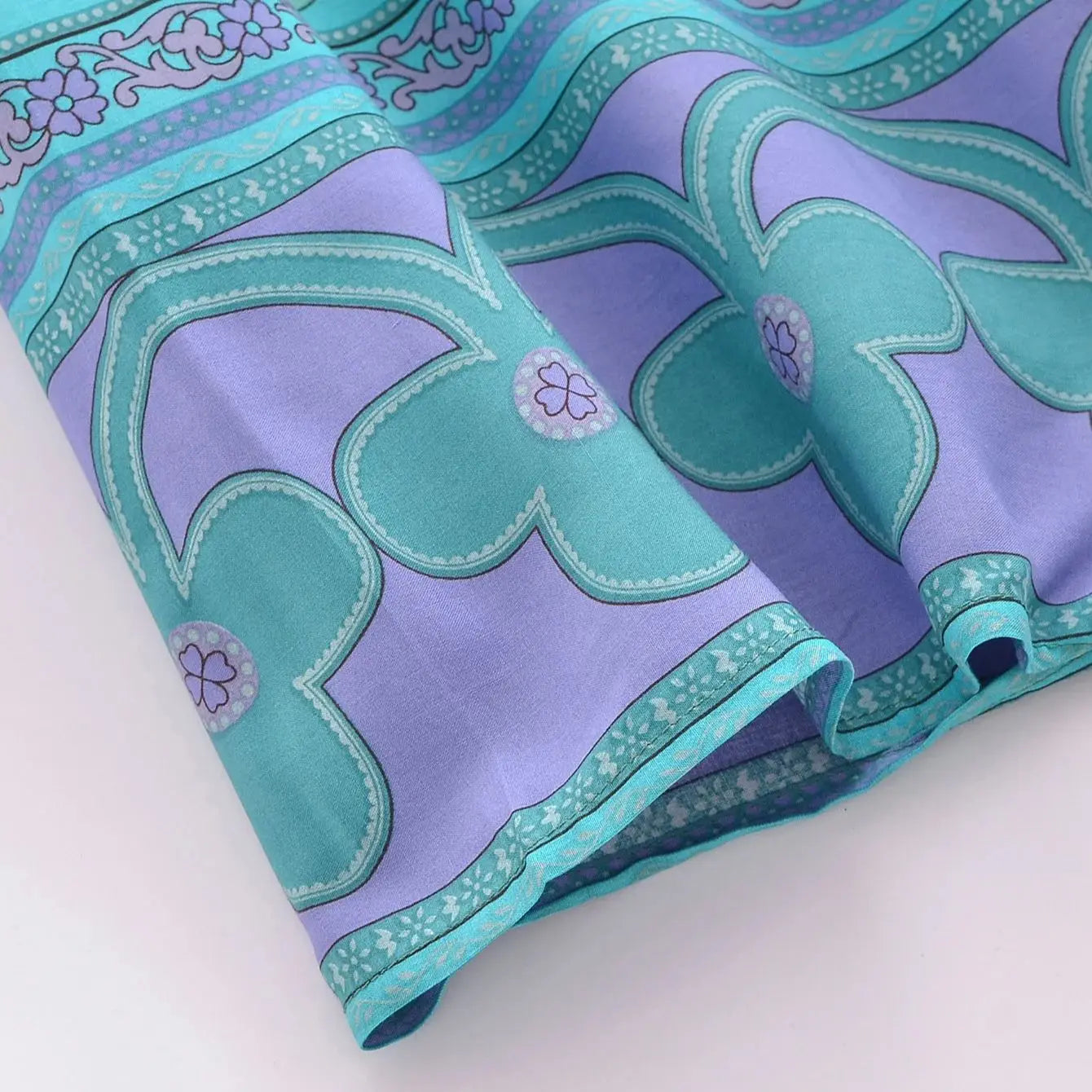 Turquoise Bloom Boho Floral Print Short Robe