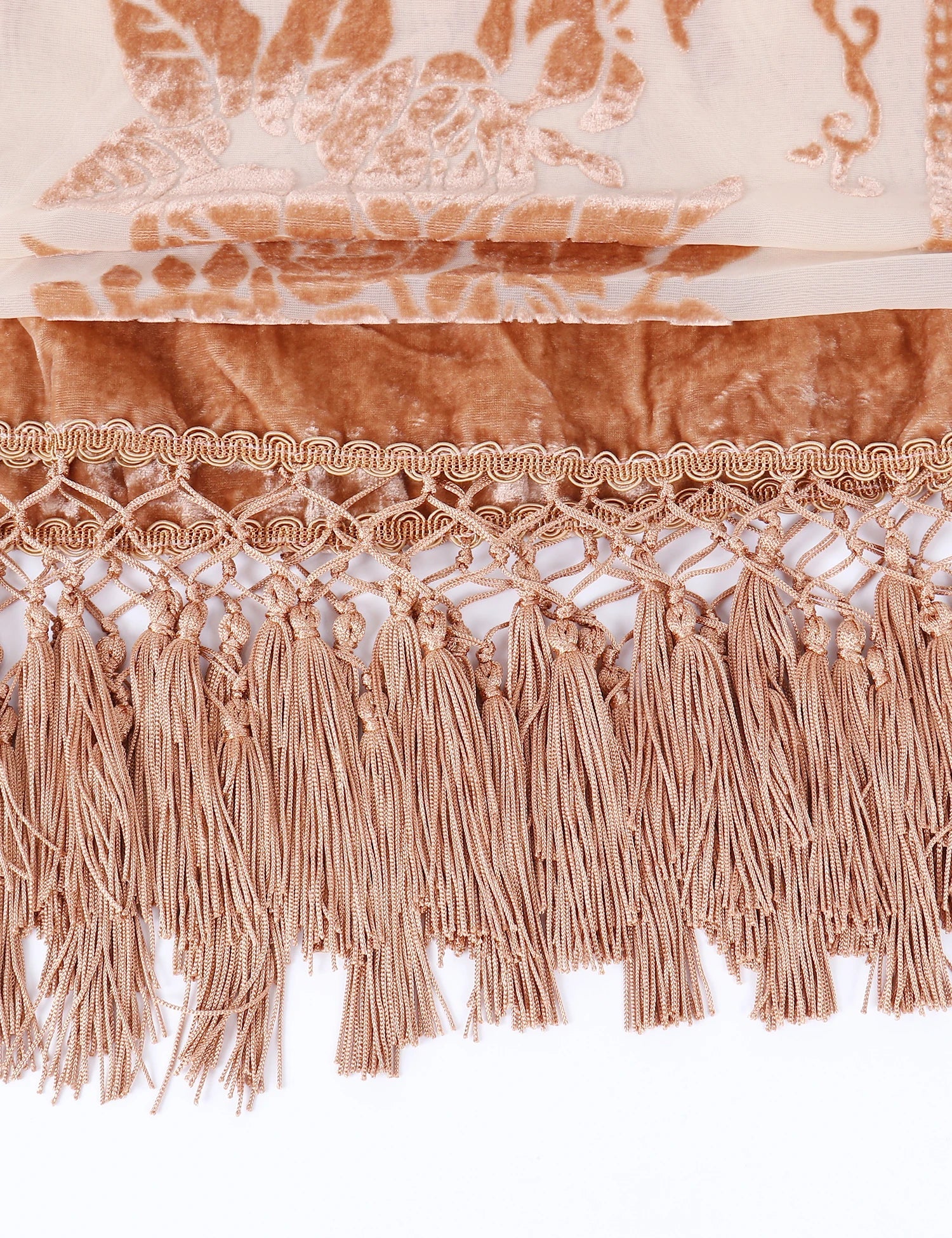 Peach Blossom Floral Print Velvet Burnout Kimono