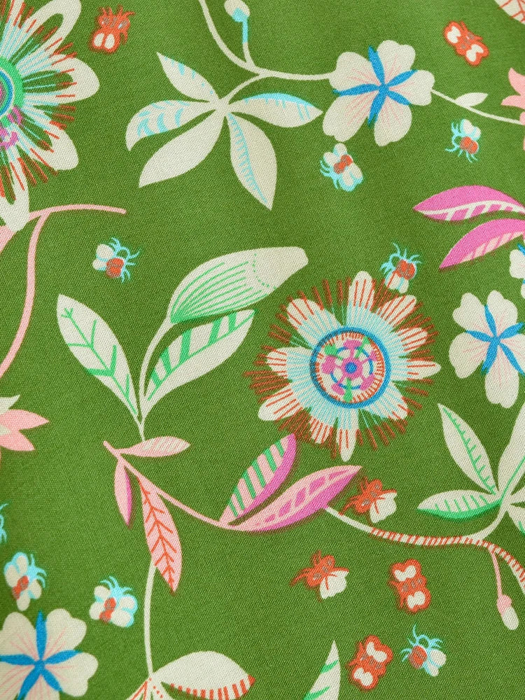 Green Dreamer Boho Floral Print Crop Top