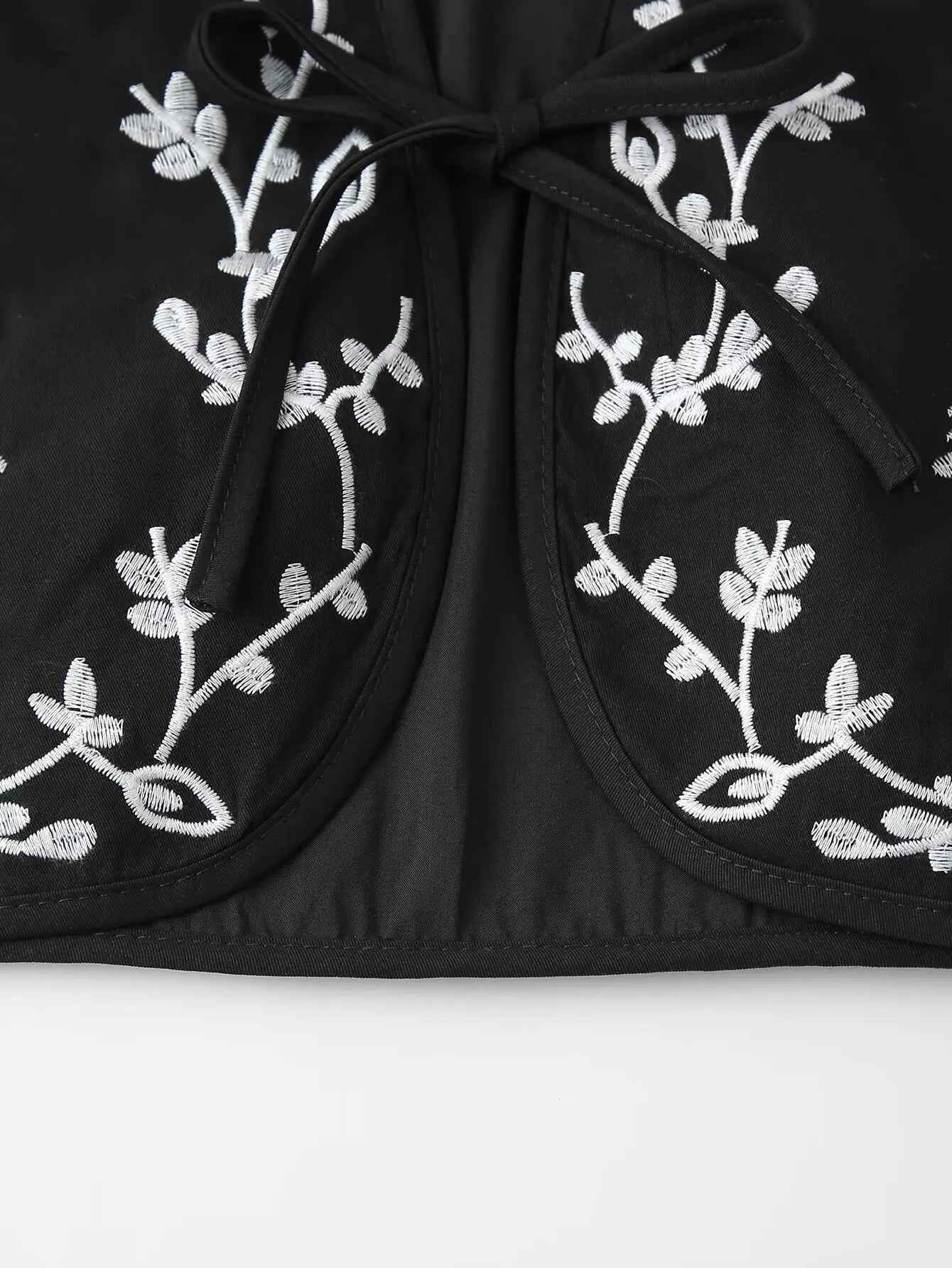 Midnight Bloom Boho Floral Embroidered Vest