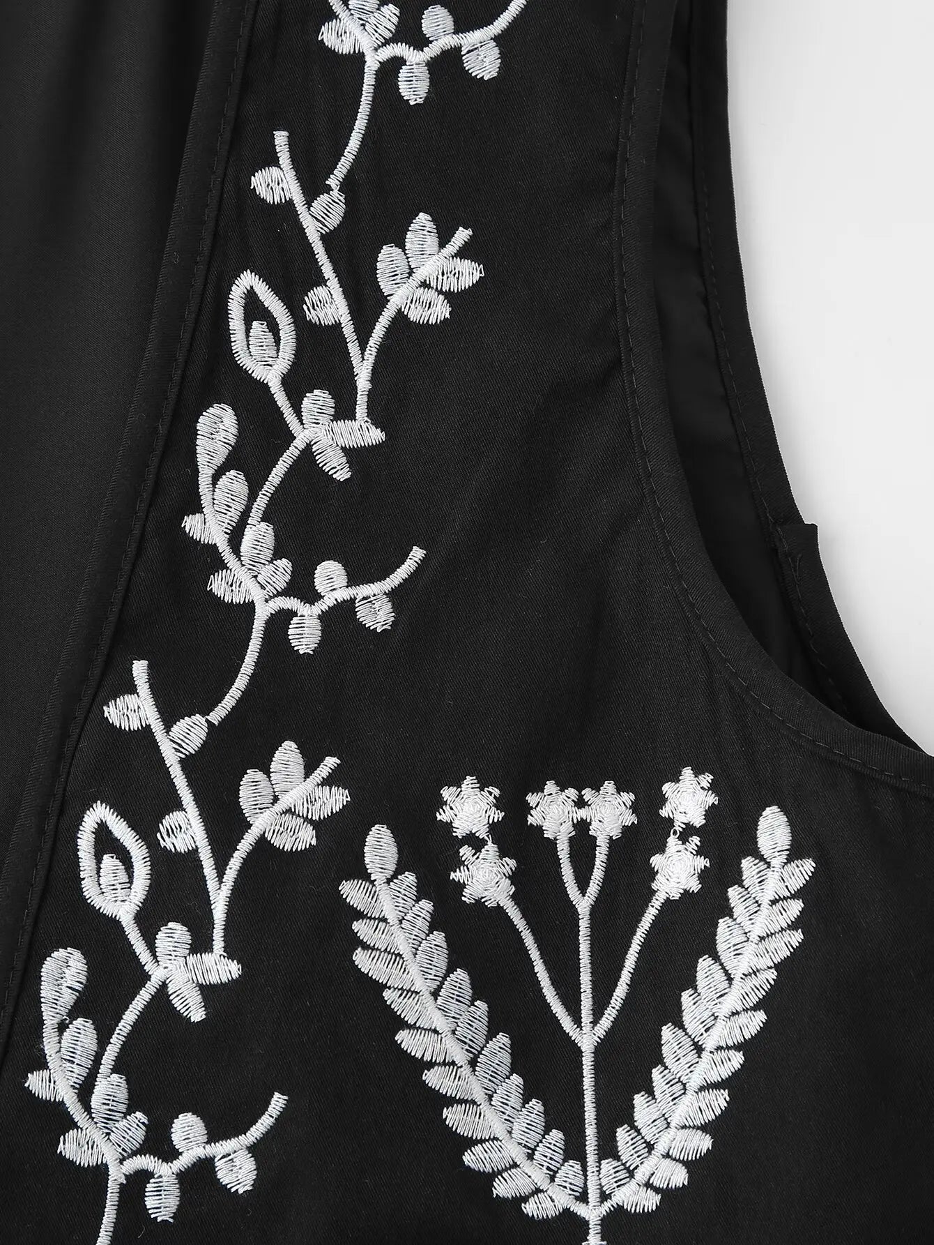 Midnight Bloom Boho Floral Embroidered Vest