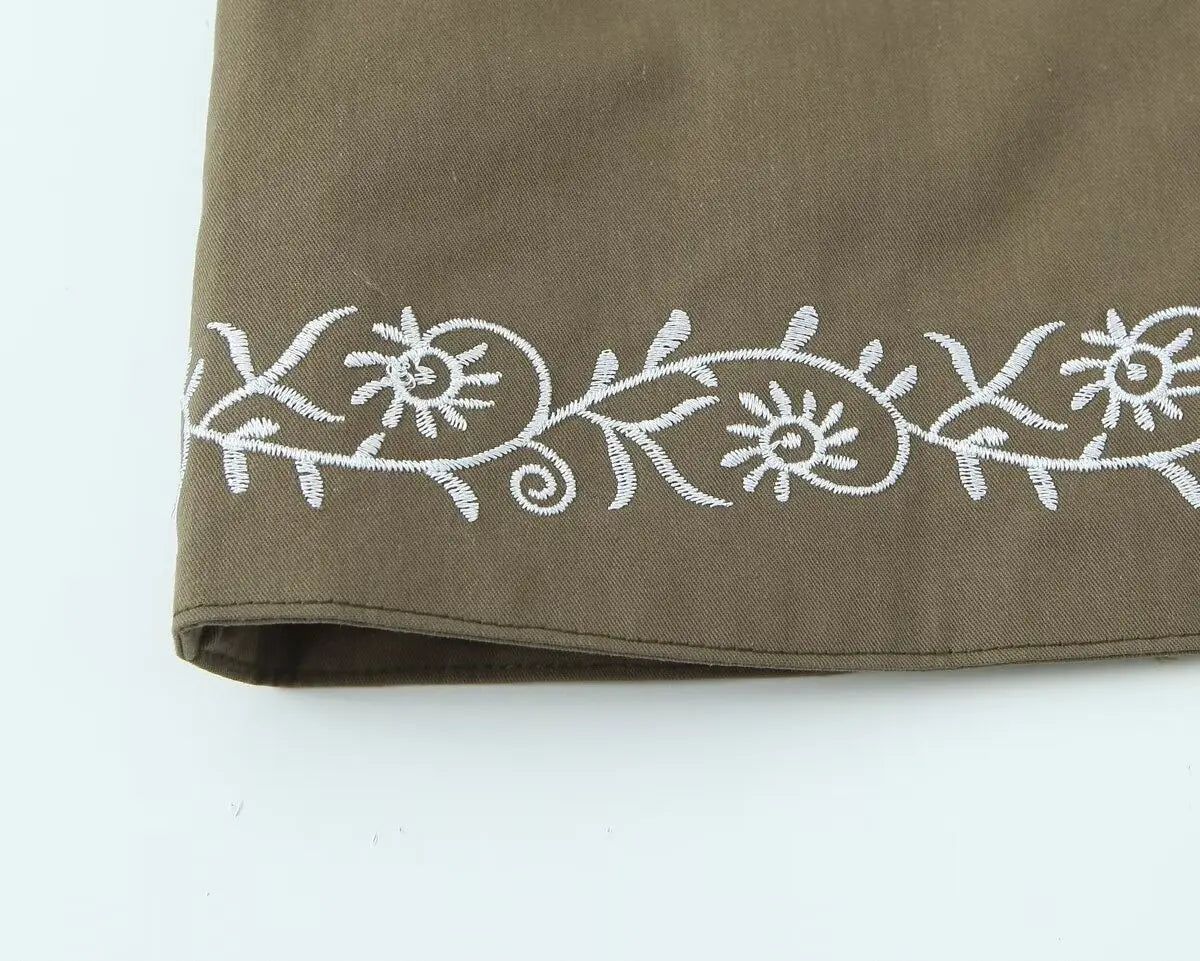 Olive Paisley Boho Floral Embroidered Vest