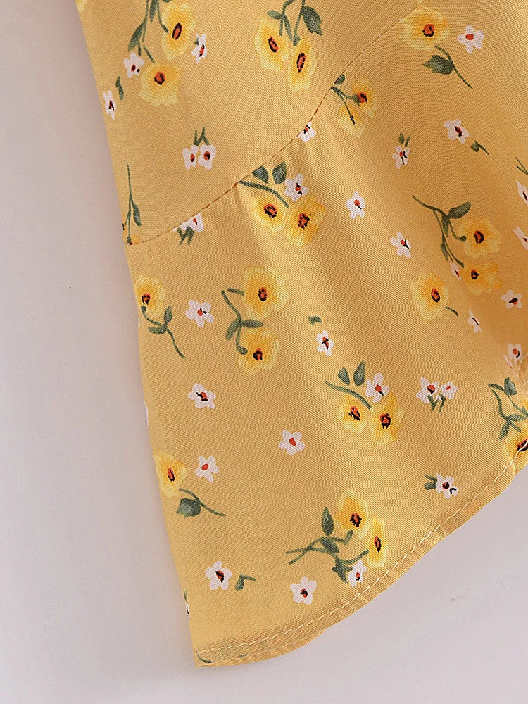 Buttercup Bloom Boho Floral Print Crop Top
