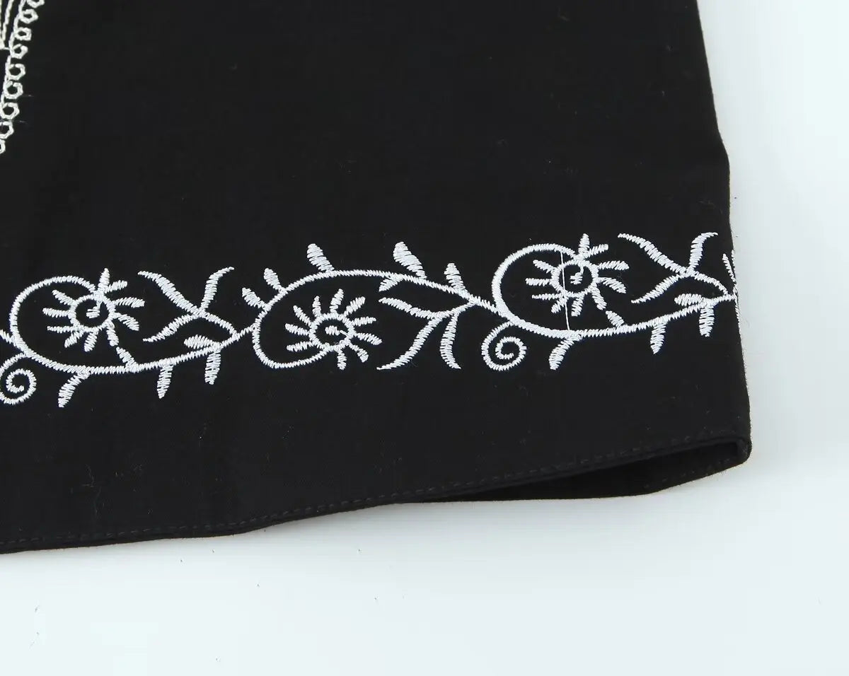 Black Paisley Boho Floral Embroidered Vest