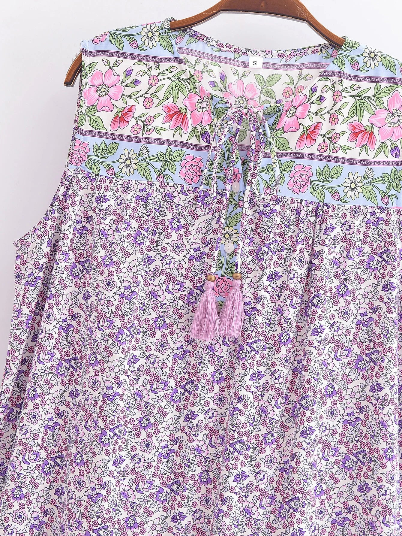 Posy Purple Boho Floral Print Mini Dress