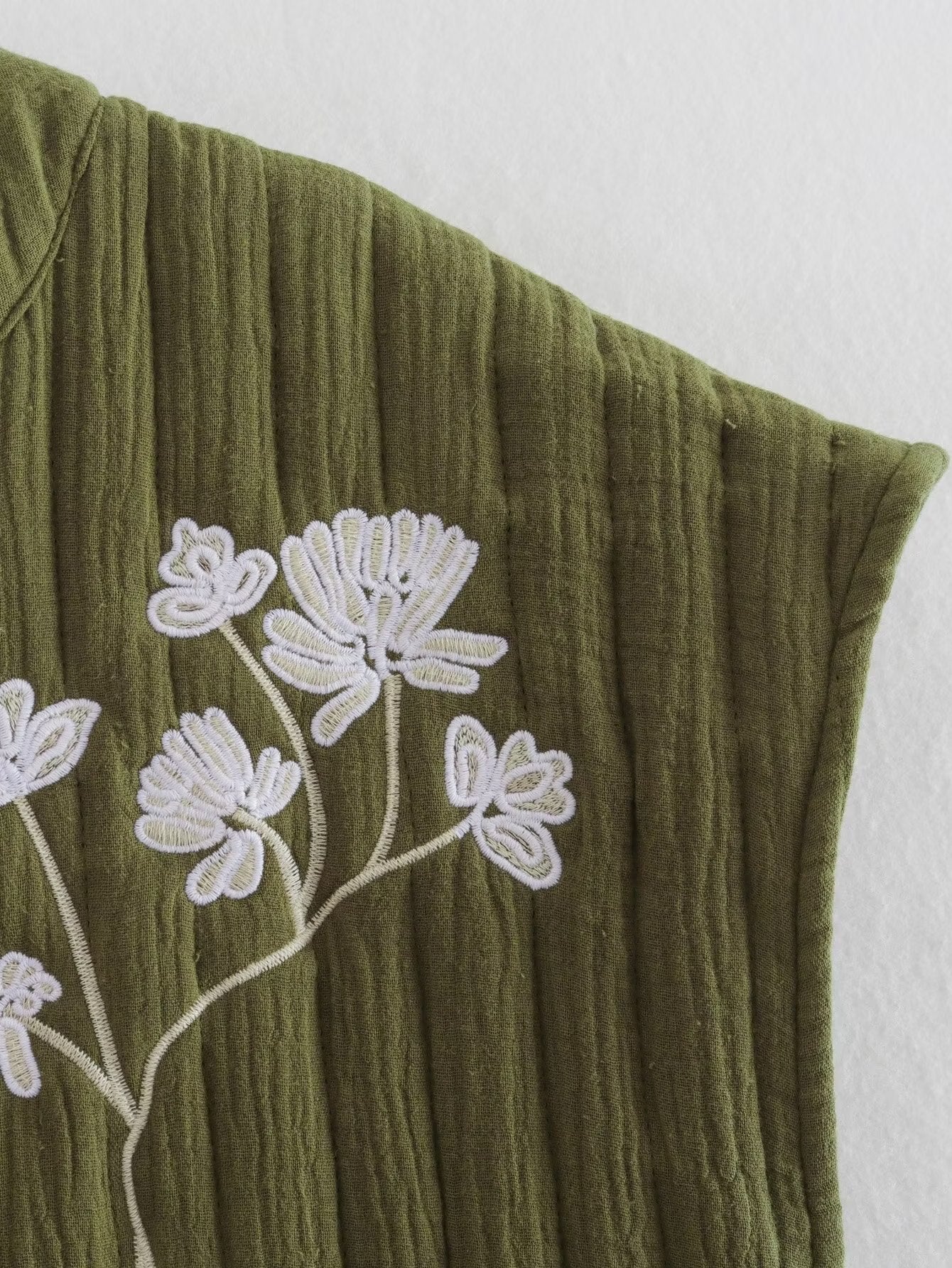 Olive Blooms Boho Floral Embroidered Vest