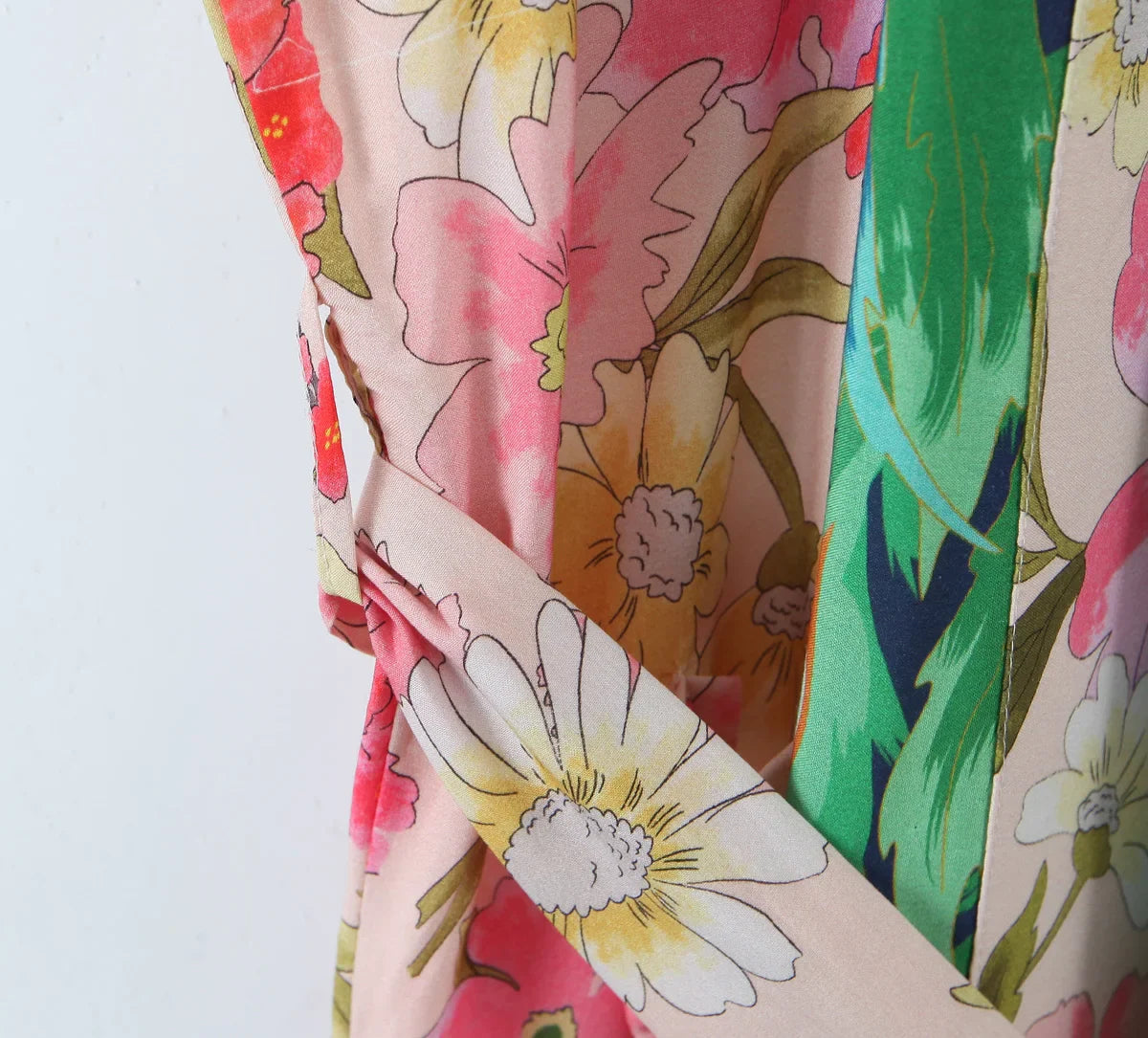 Pink Peacock Boho Floral Print Maxi Robe