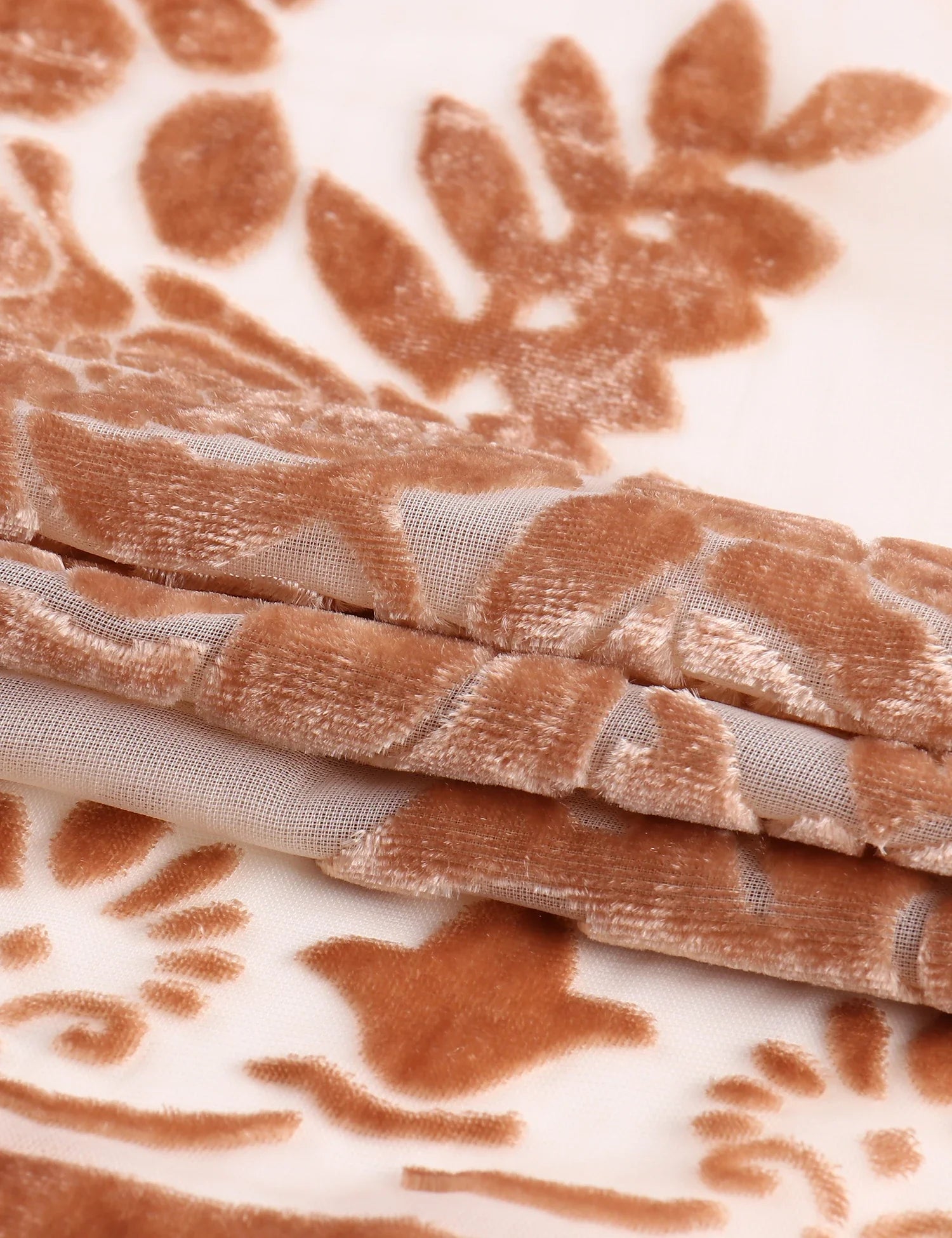 Peach Blossom Floral Print Velvet Burnout Kimono