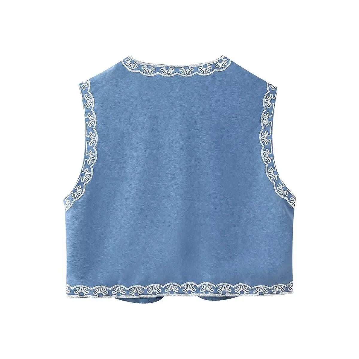 Crystal Bloom Boho Floral Embroidered Vest