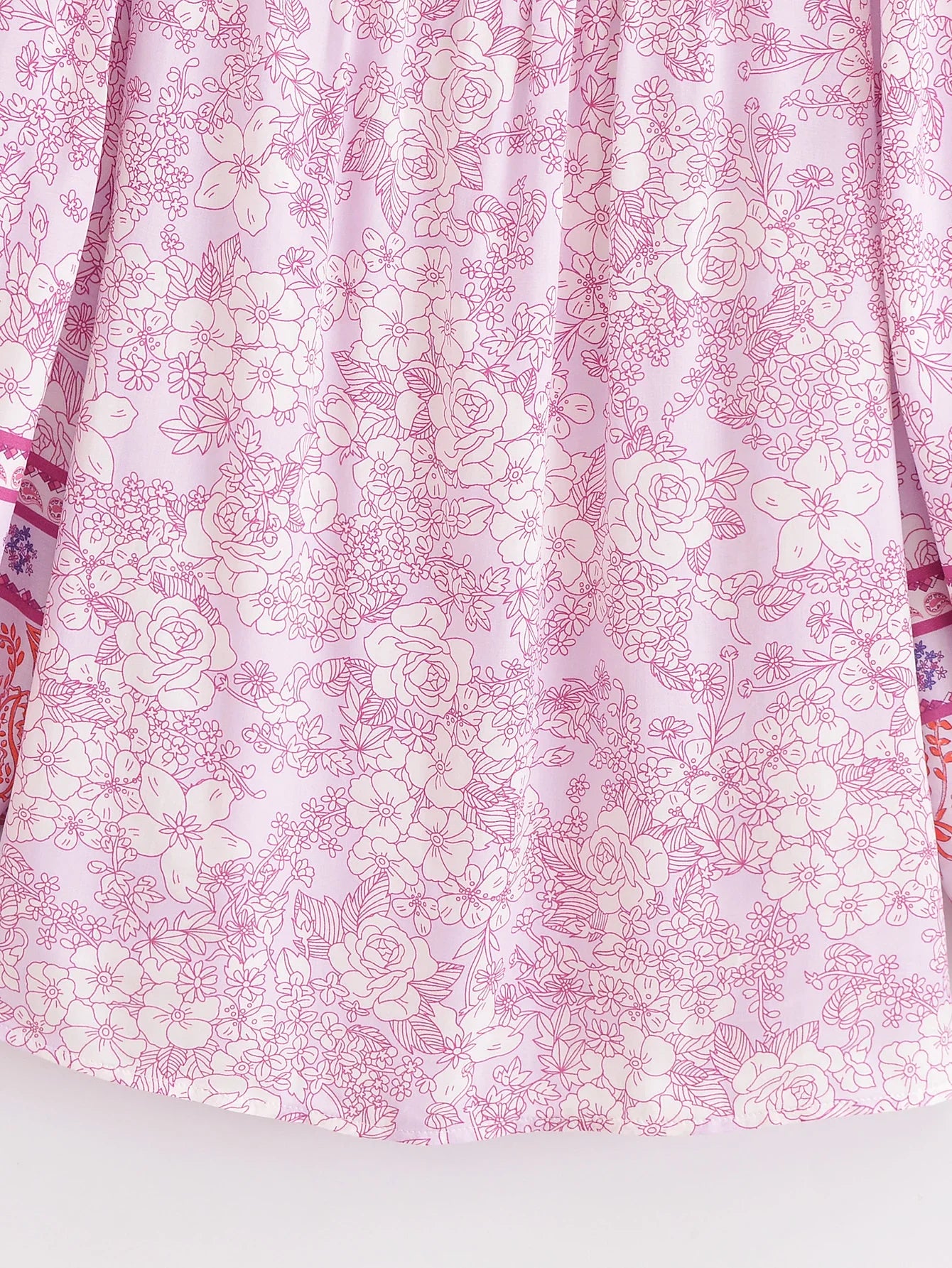 Serene Pink Boho Floral Print Long Sleeve Blouse