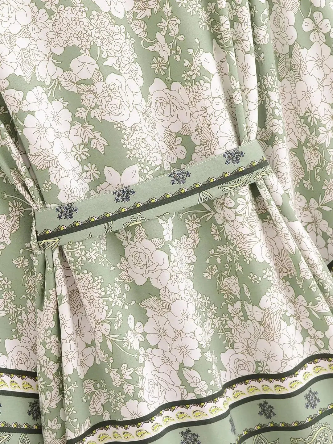 Sagewood Bloom Boho Floral Print Short Robe