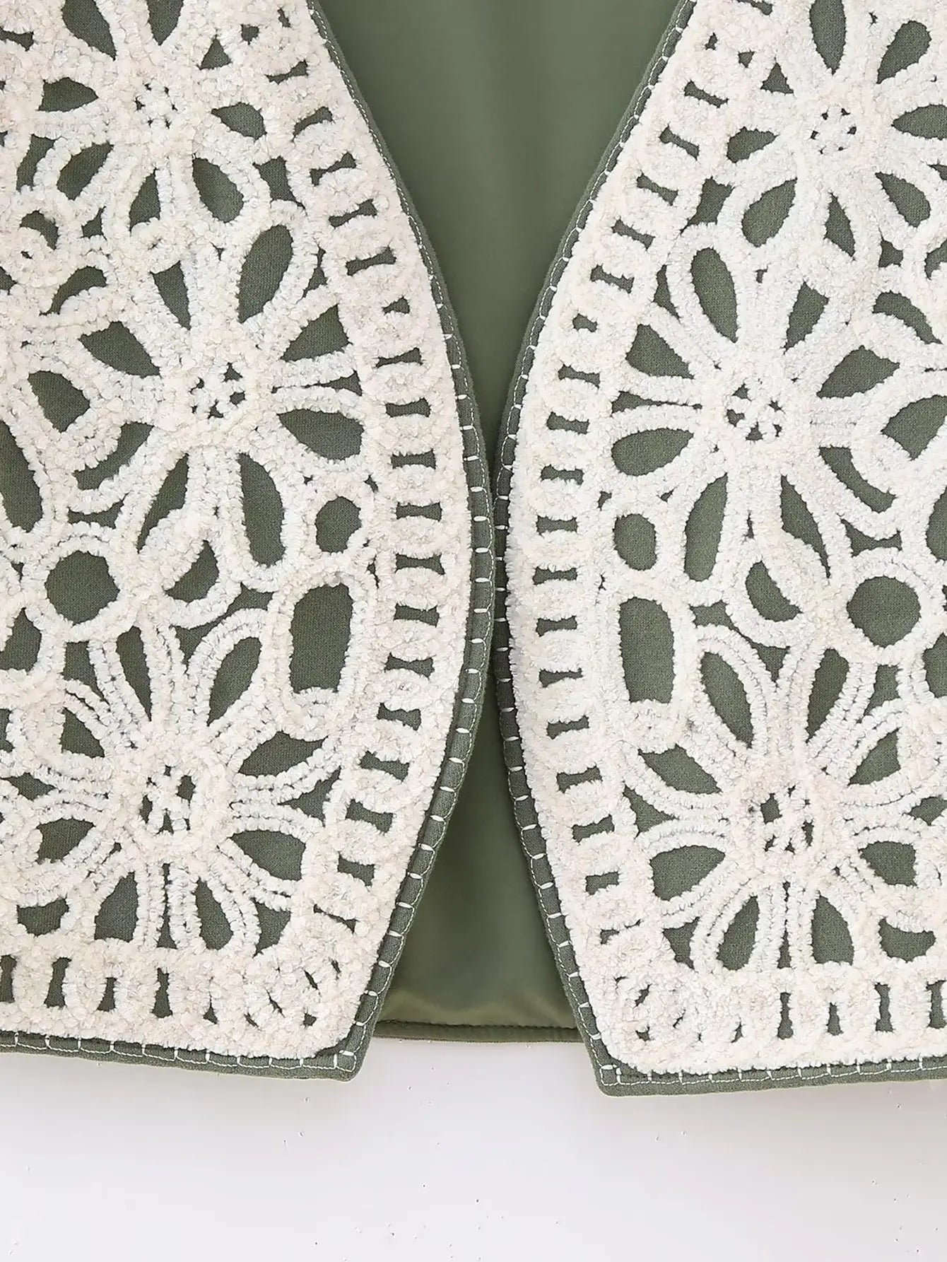 Moss Blossom Boho Floral Embroidered Vest