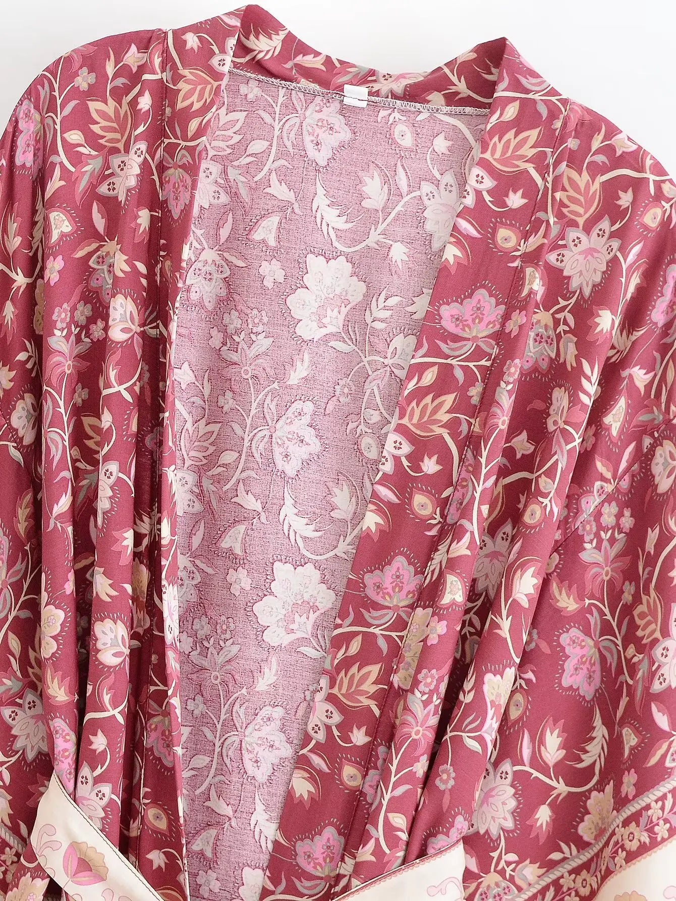 Wild Berry Bloom Boho Floral Print Short Robe
