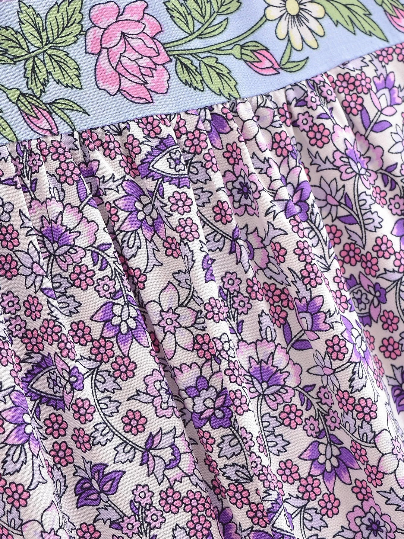 Posy Purple Boho Floral Print Mini Dress
