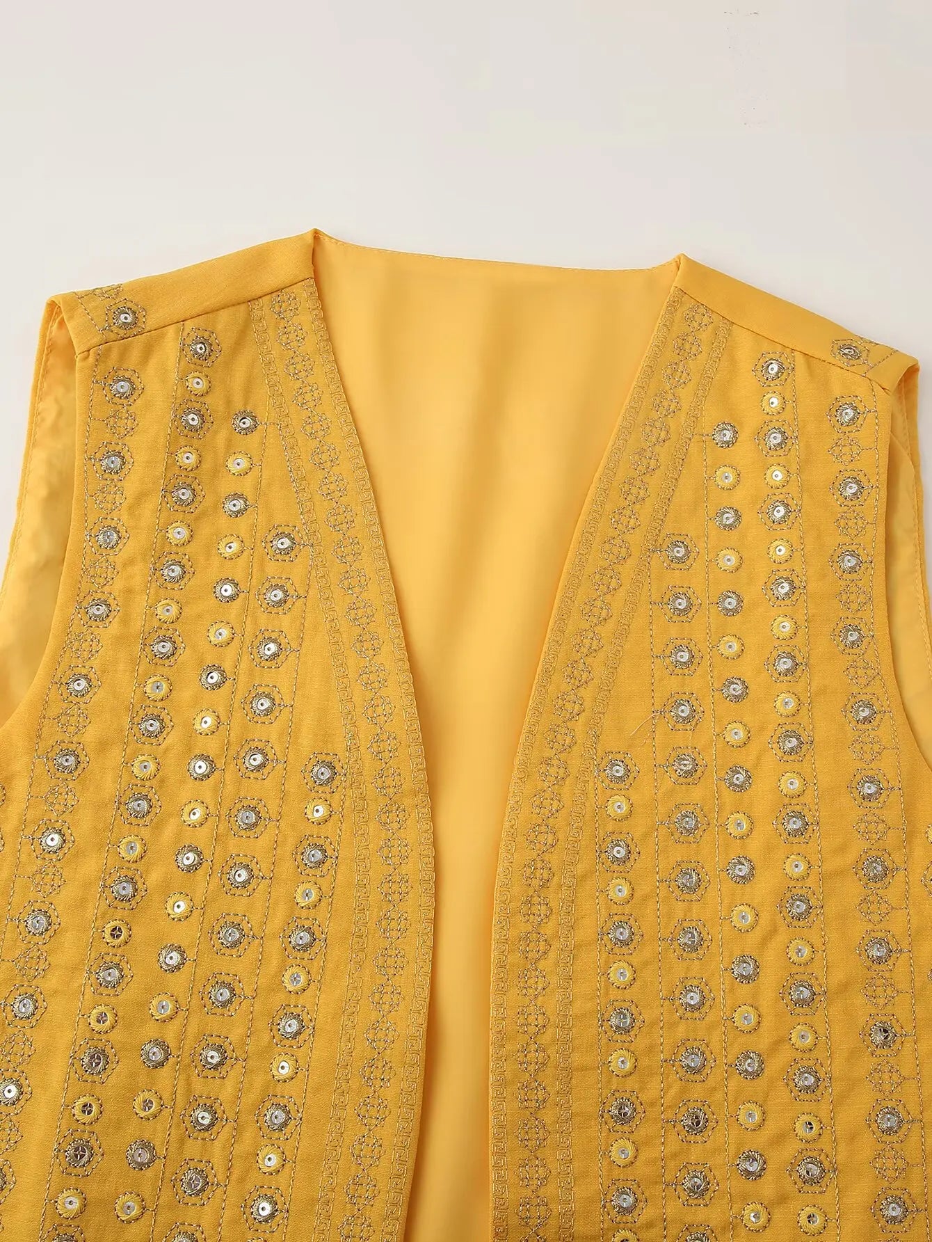 Sunlit Boho Sequin Embroidered Vest