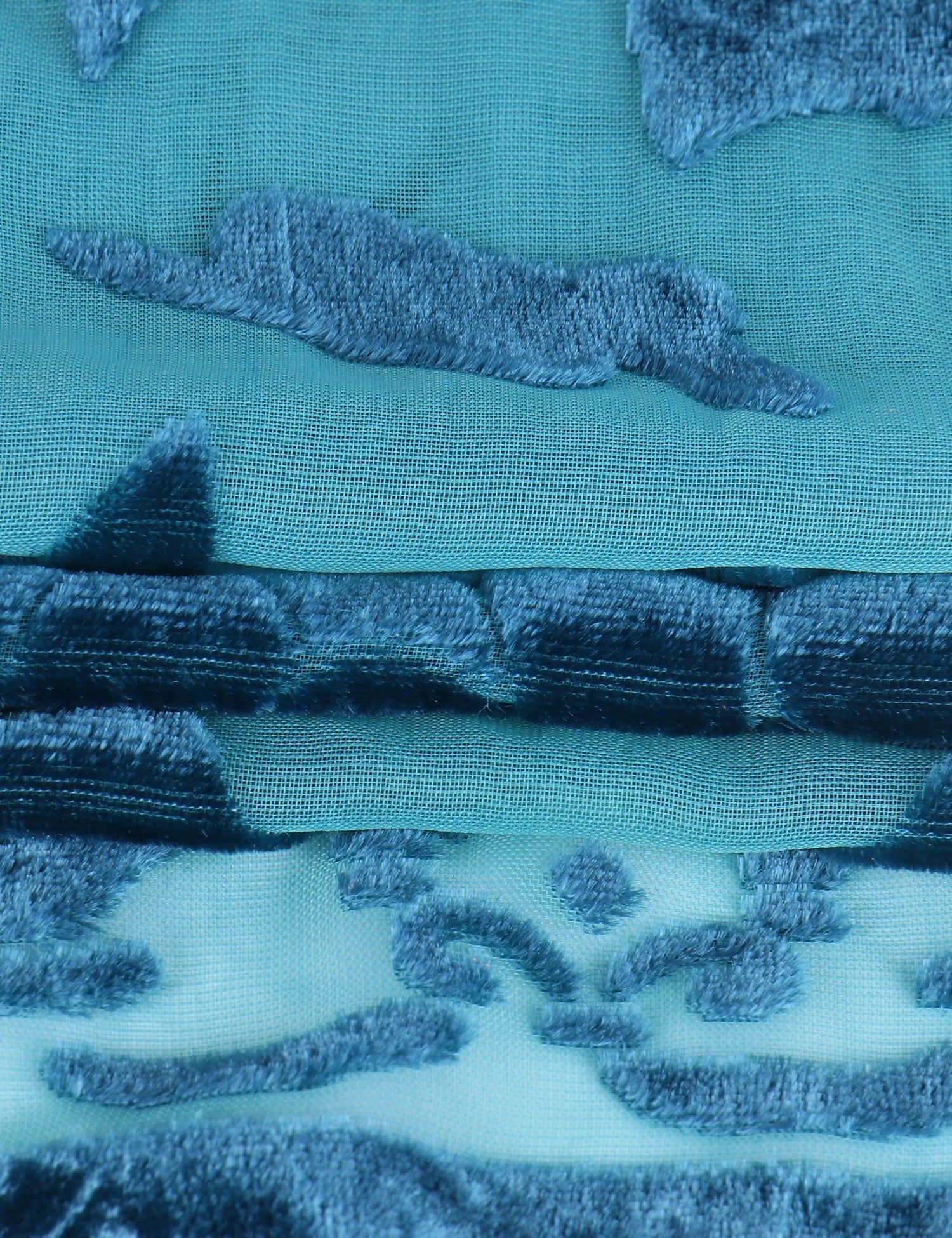 Teal Dream Floral Print Velvet Burnout Kimono