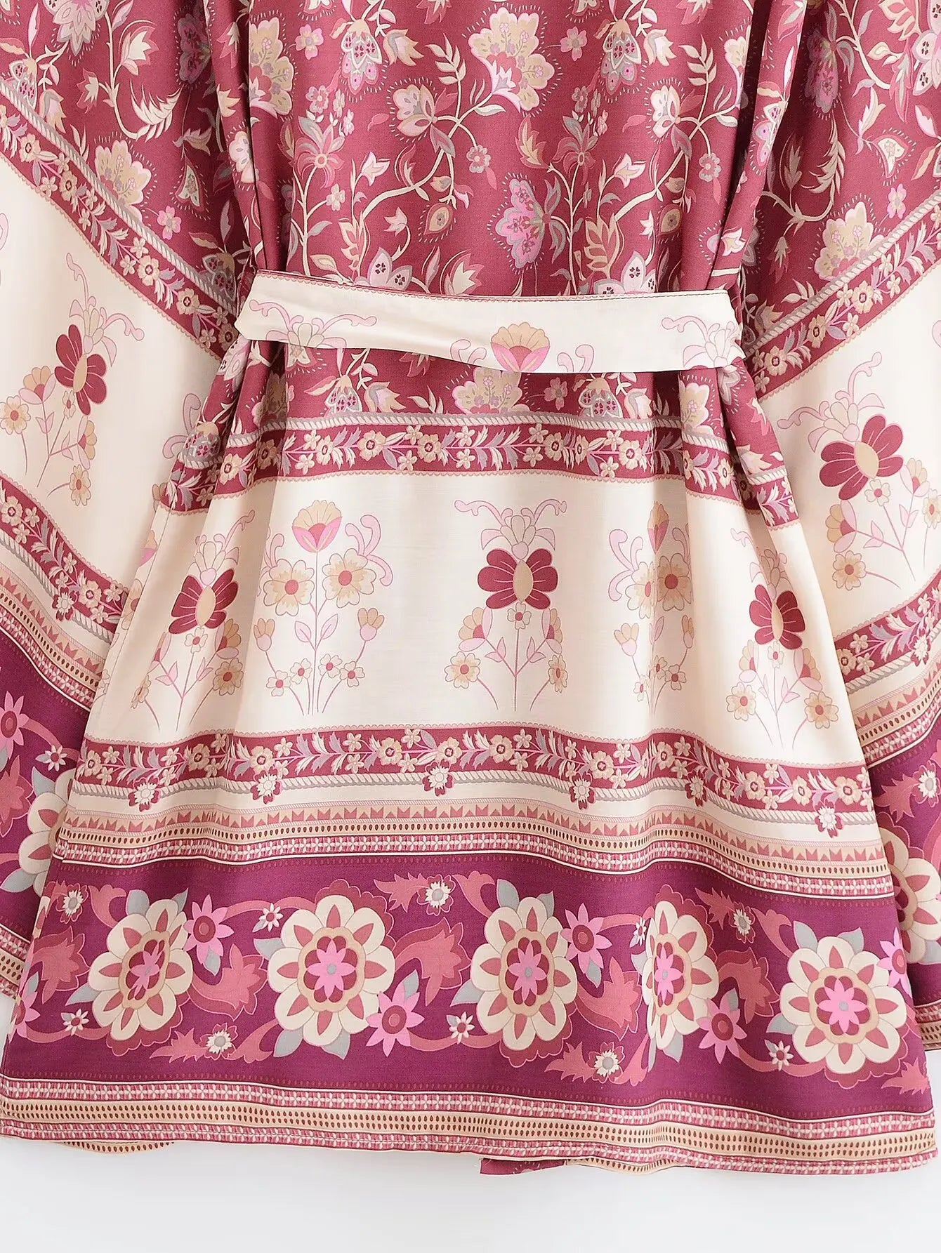 Wild Berry Bloom Boho Floral Print Short Robe