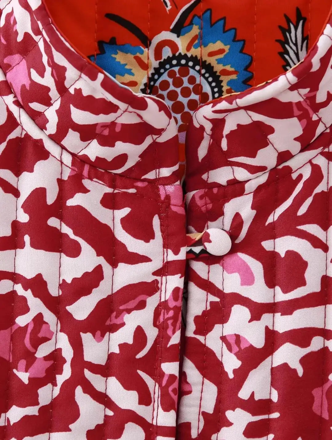 Red Reversible Boho Floral Vest