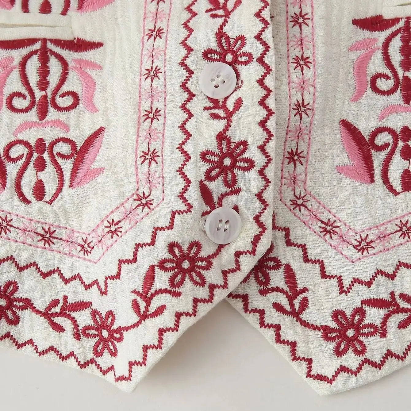 Daisy Blooms Boho Floral Embroidered Vest