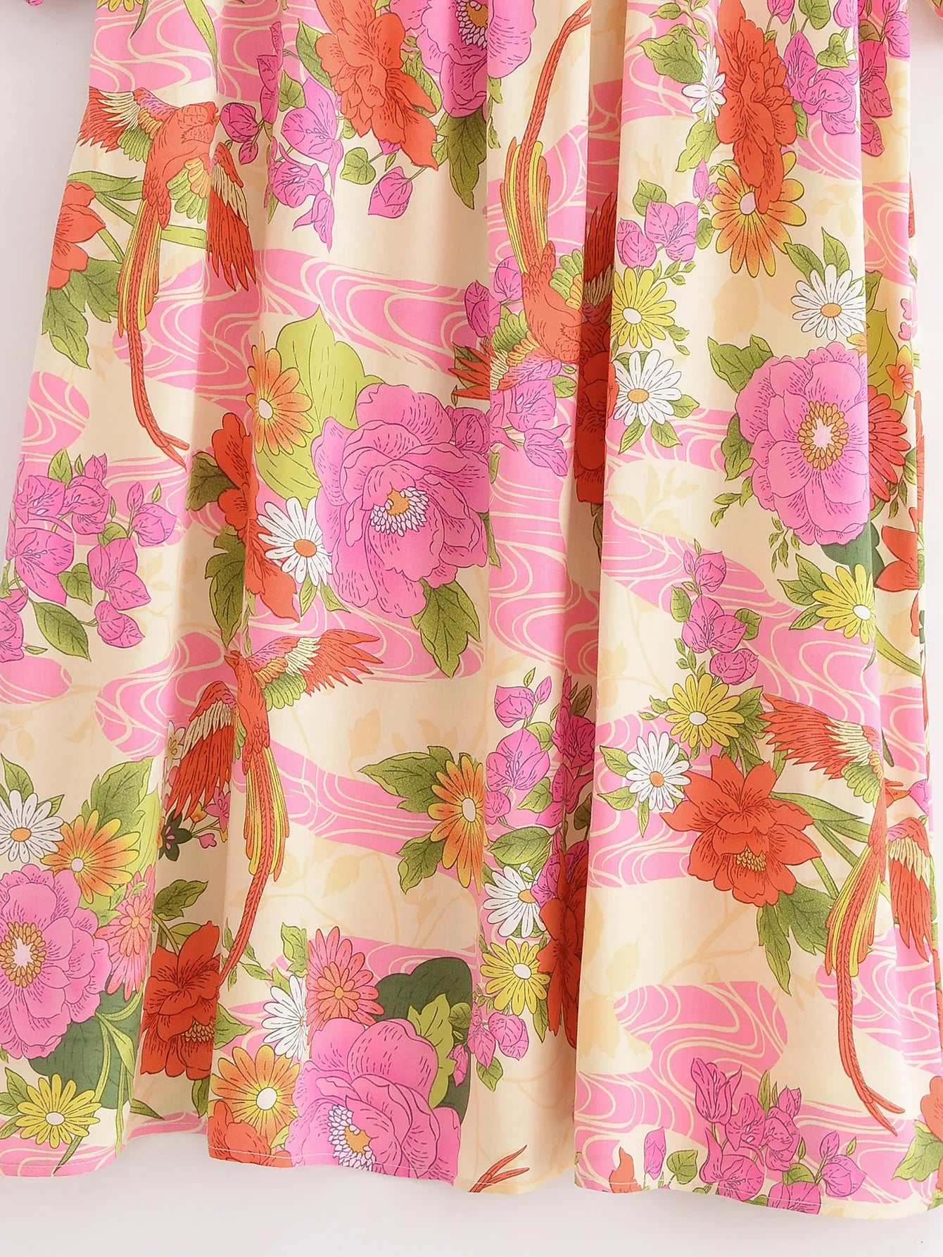 Paradise Sunset Boho Floral Print Long Sleeve Maxi Dress