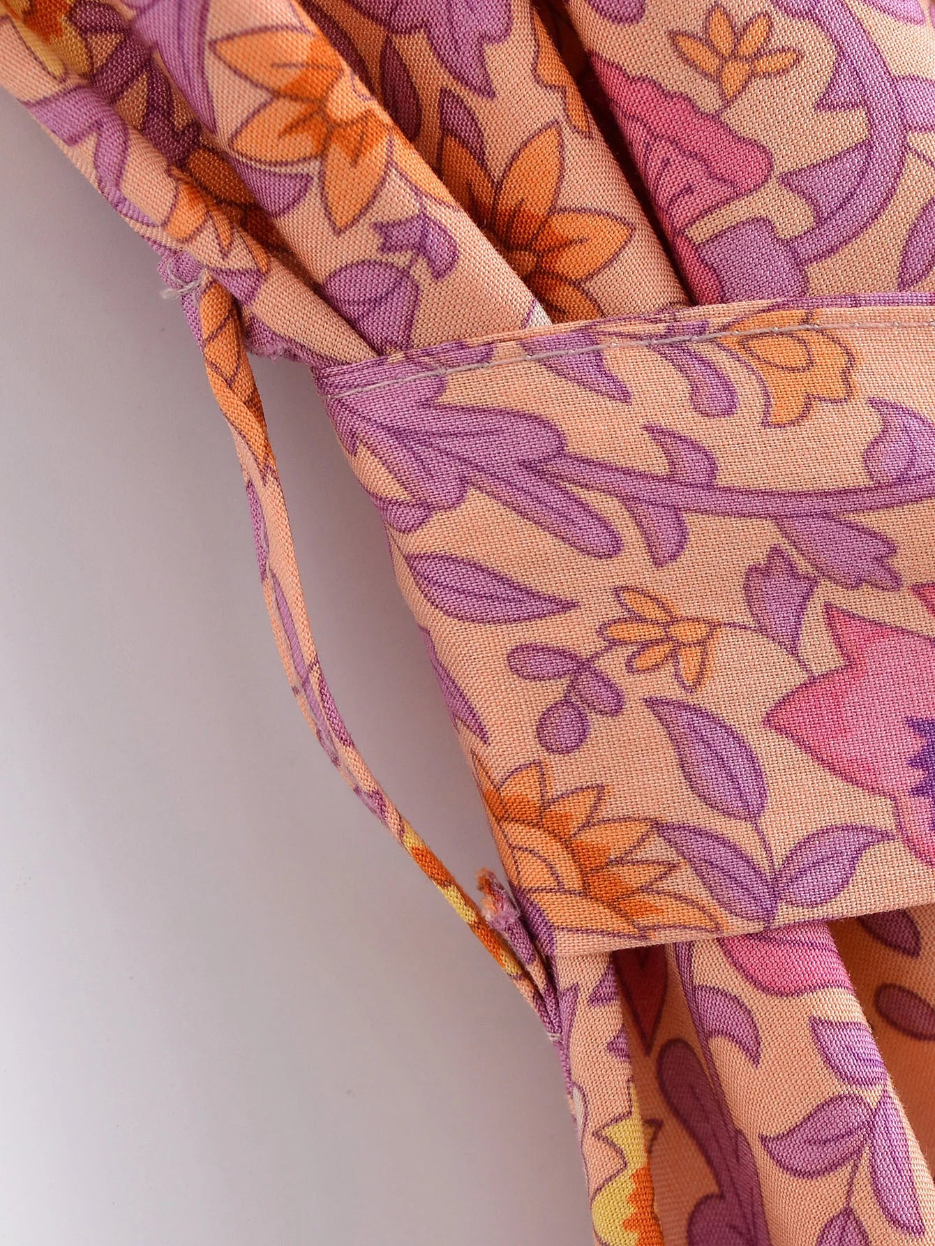 Sweet Orange Boho Floral Print Maxi Dress