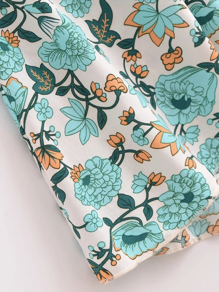 Seafoam Dream Boho Floral Print Maxi Dress