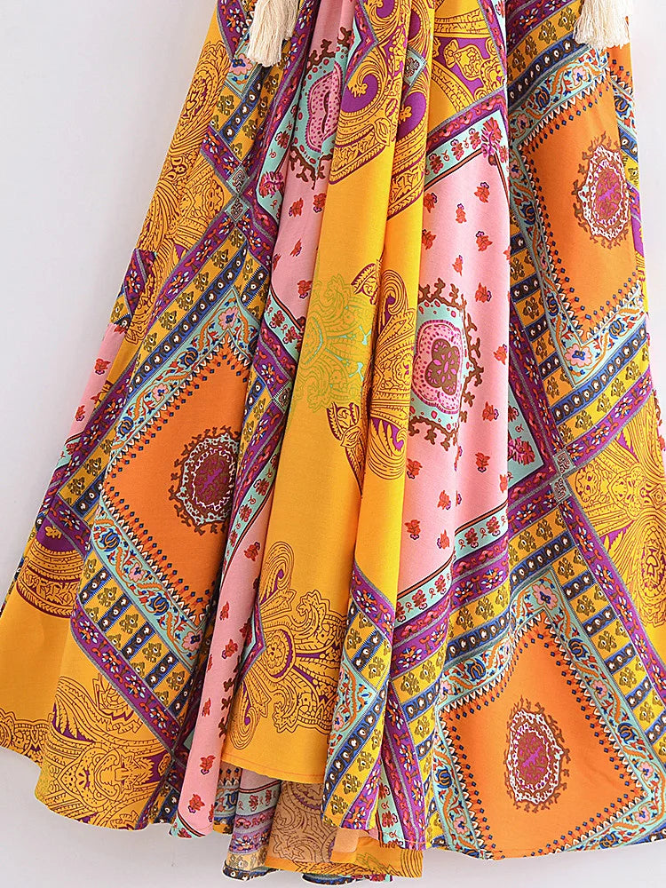 Vibrant Soul Boho Floral Print Midi Dress
