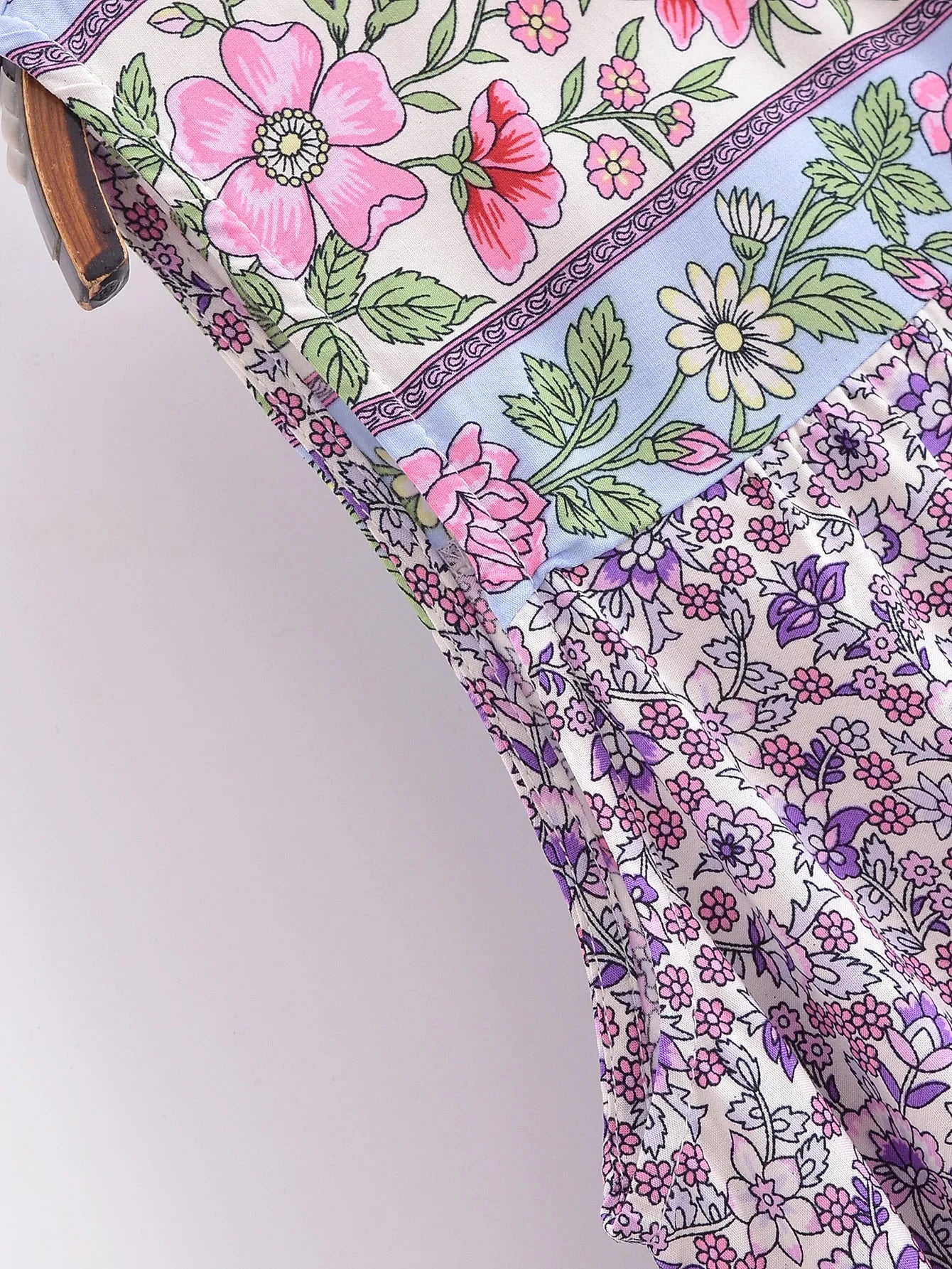Posy Purple Boho Floral Print Mini Dress