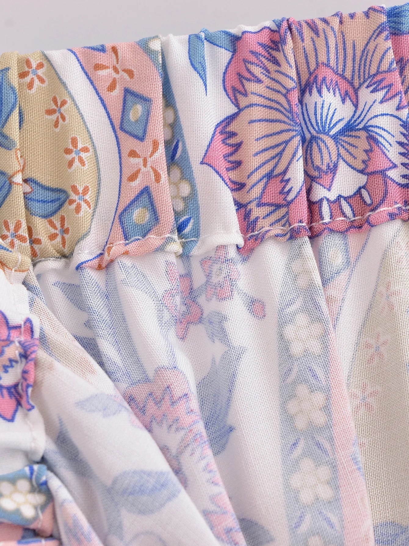 Lavender Daydream Boho Floral Print Mini Skirt