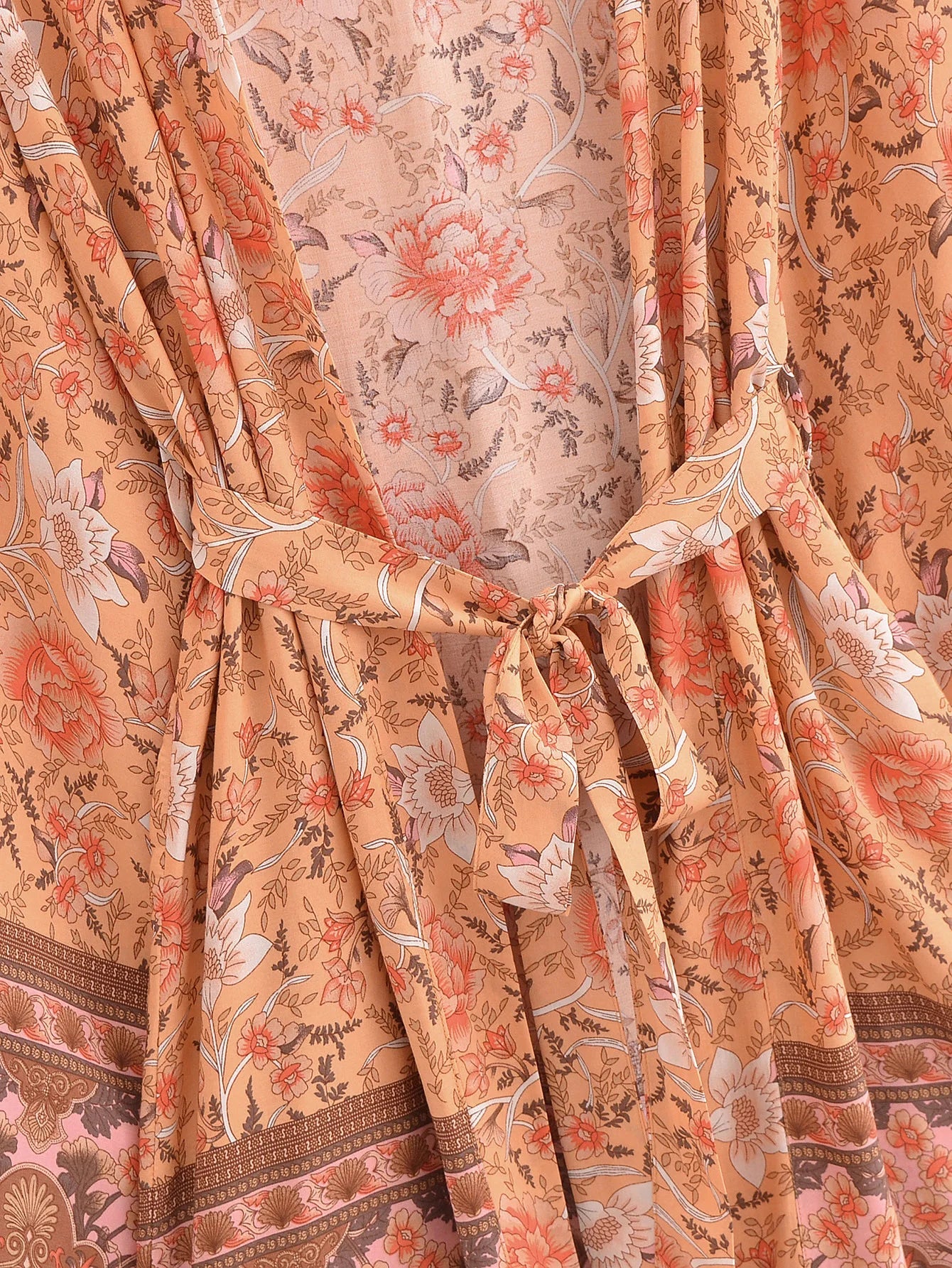 Royal Rose Boho Floral Print Short Robe