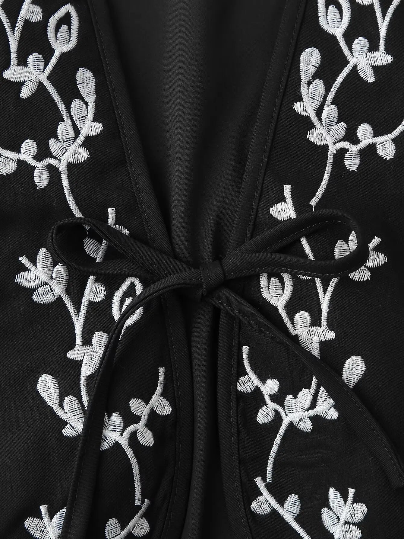 Midnight Bloom Boho Floral Embroidered Vest