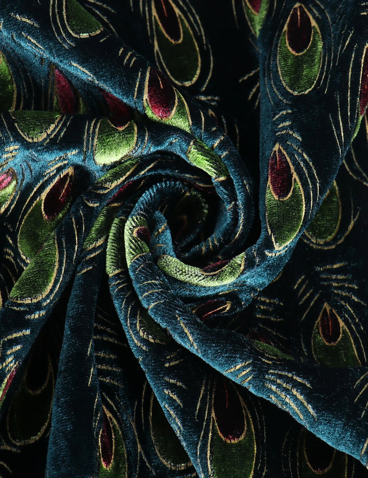 Enchanted Peacock Floral Print Velvet Burnout Kimono