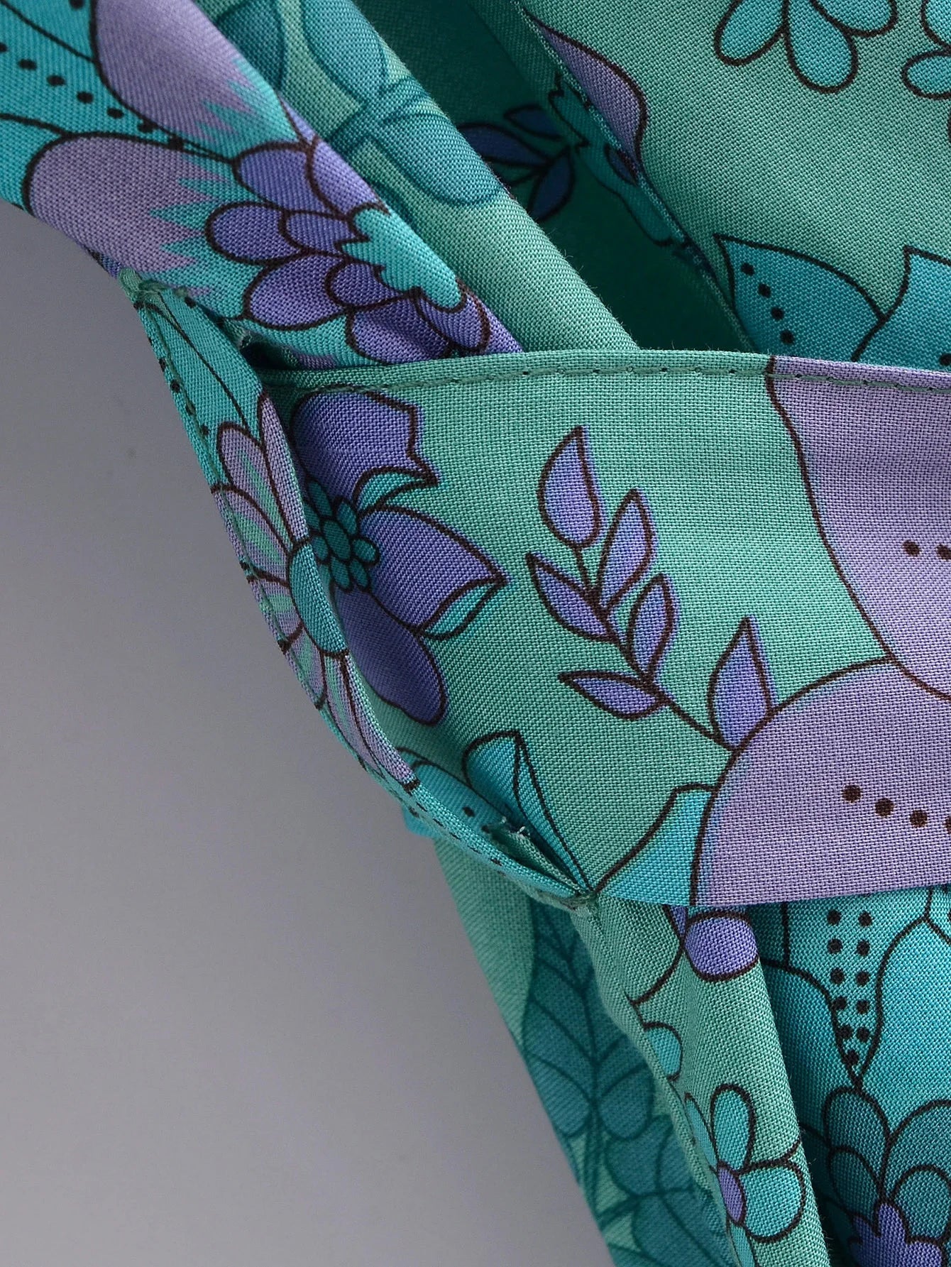 Turquoise Bloom Boho Floral Print Short Robe