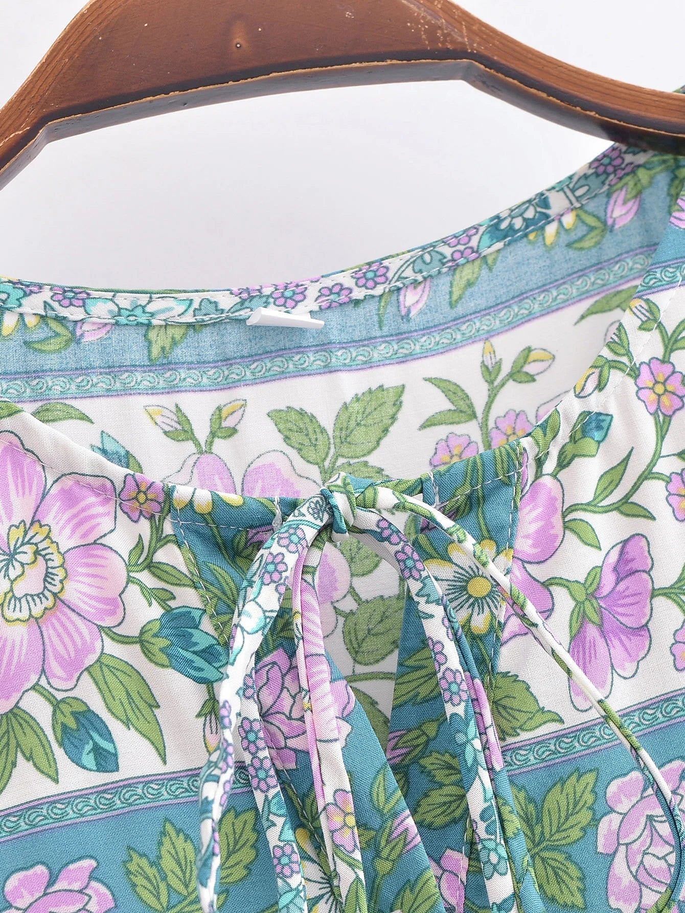 Cyan Dream Boho Floral Print Mini Dress
