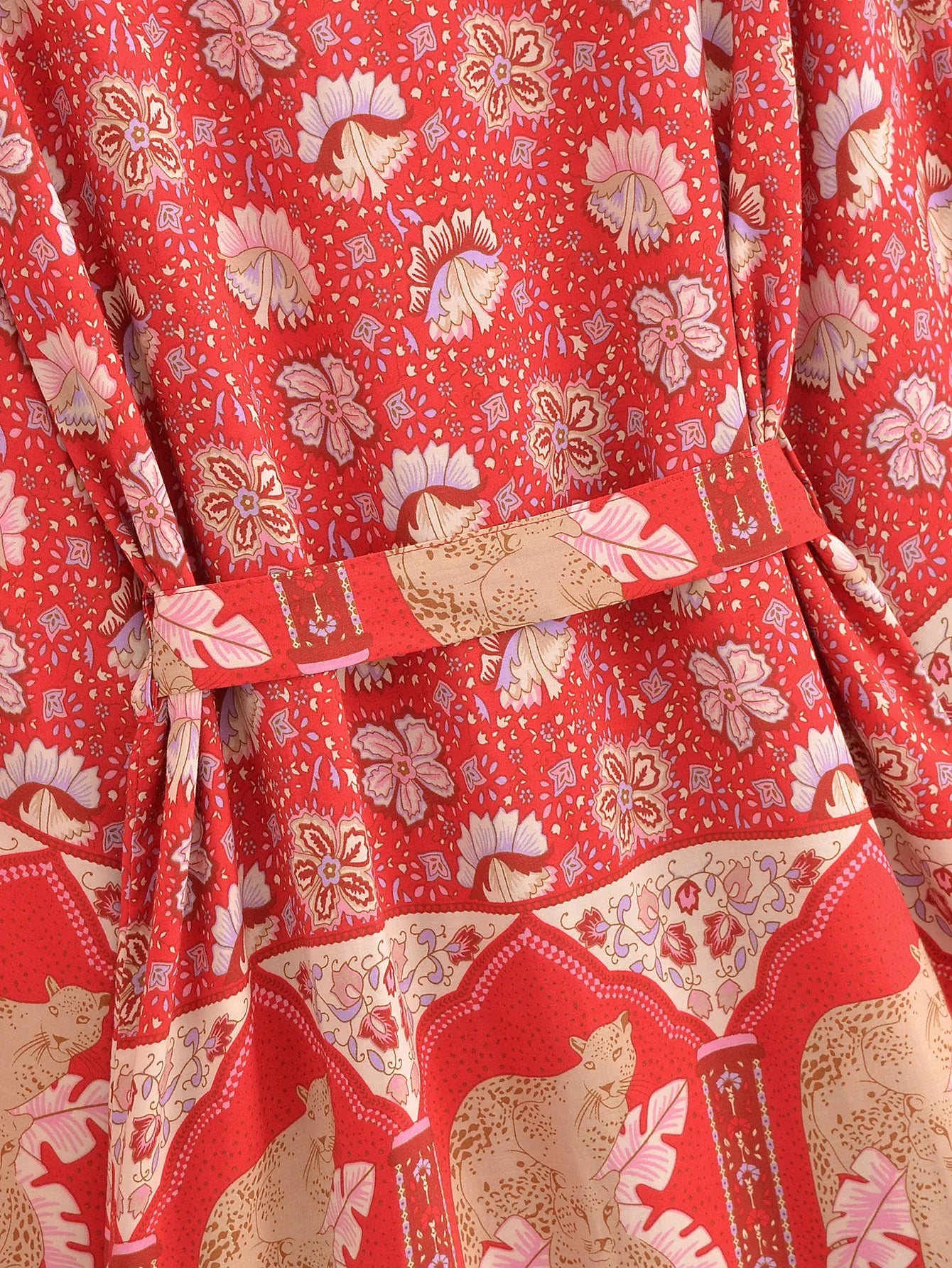Wild Savannah Boho Floral Print Short Robe