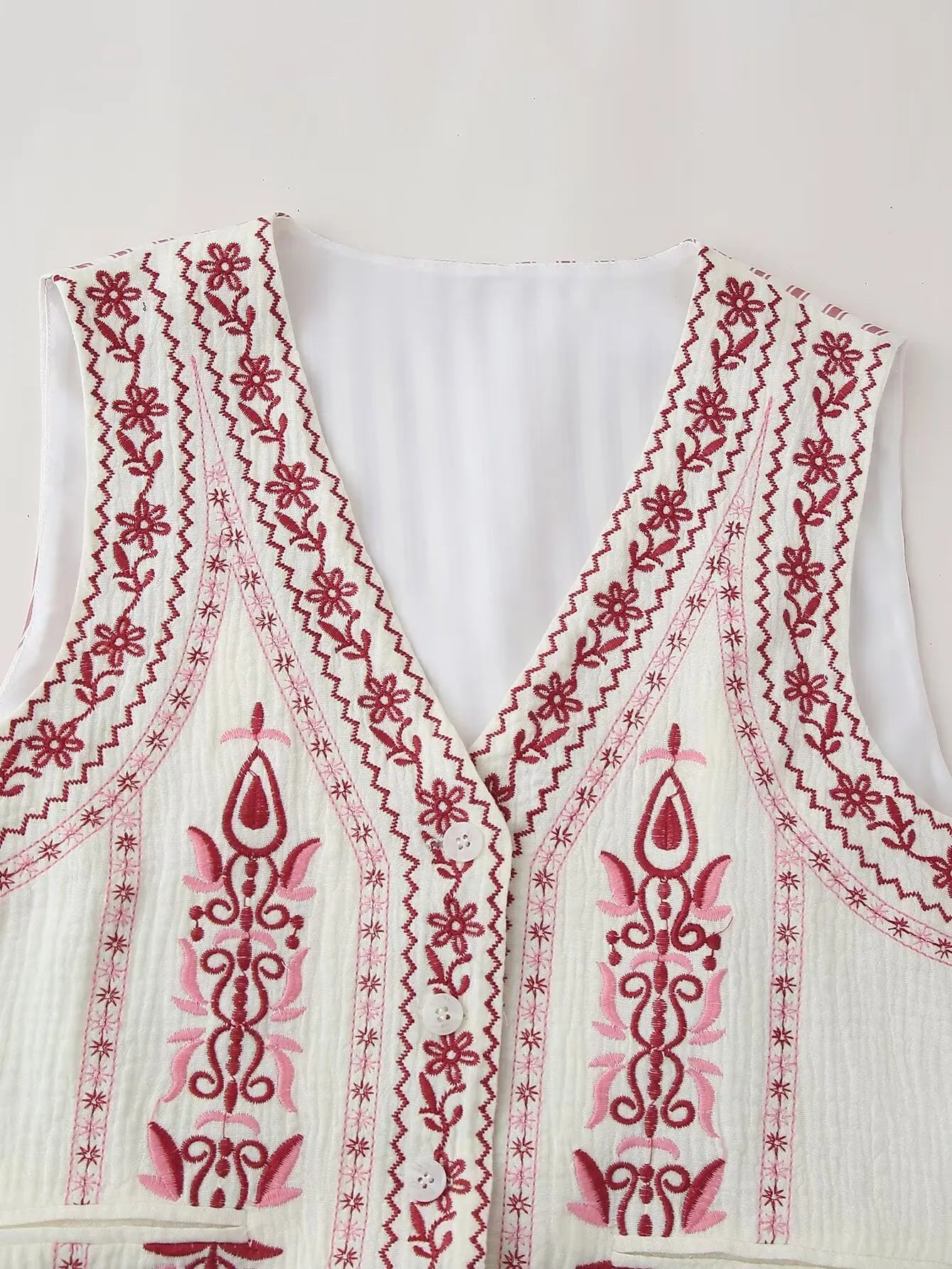 Daisy Blooms Boho Floral Embroidered Vest