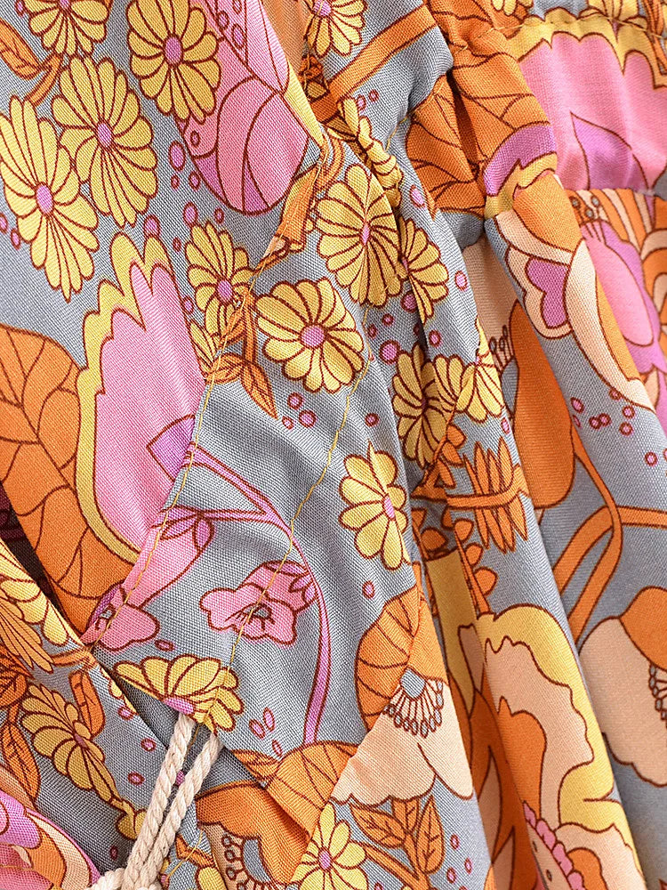 Forever Floral Boho Floral Print Midi Dress