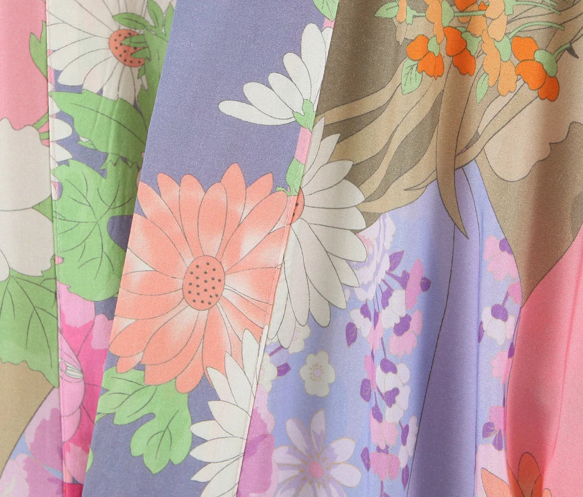Pink Blooms Boho Floral Print Maxi Robe