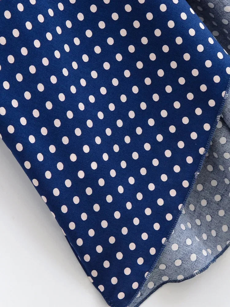 Nautical Navy Boho Polkadot Maxi Dress