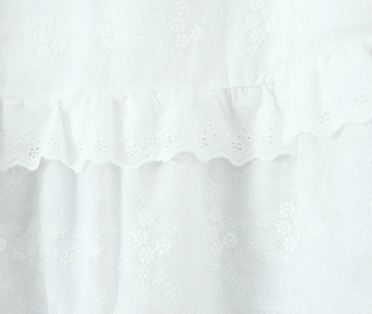Dreamy White Floral Embroidered Midi Skirt
