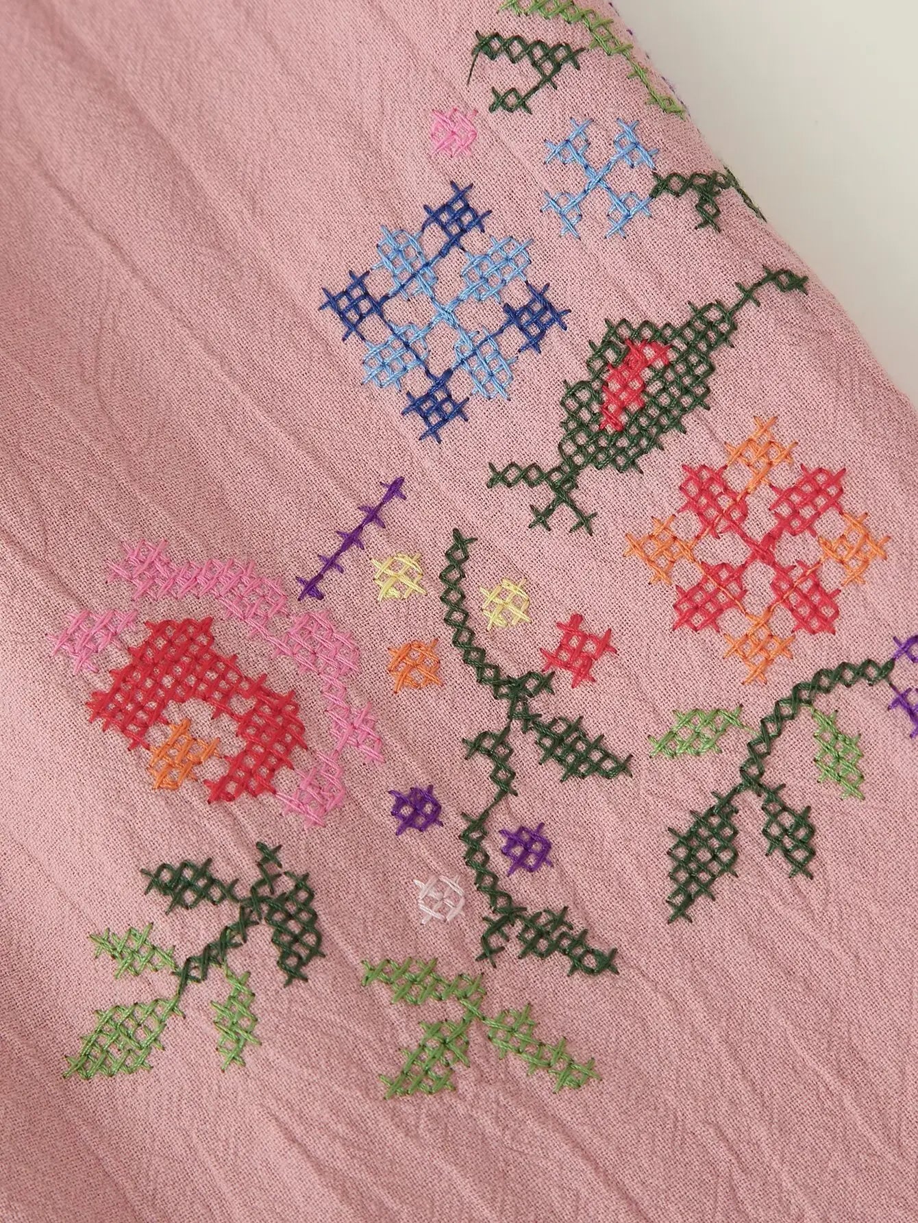 Blush Meadow Floral Embroidered Boho Cardigan
