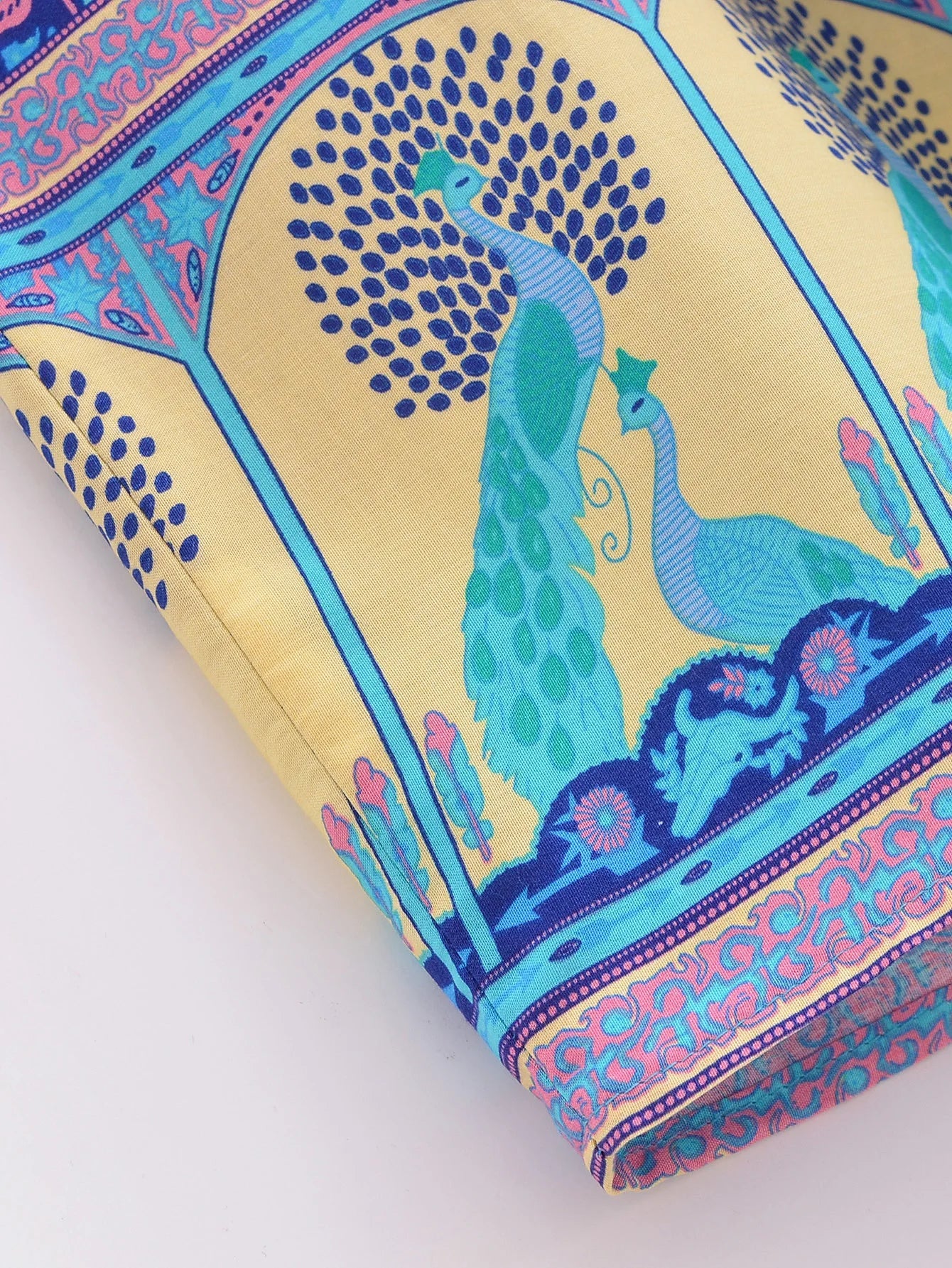 Sapphire Serenade Boho Floral Print Short Robe