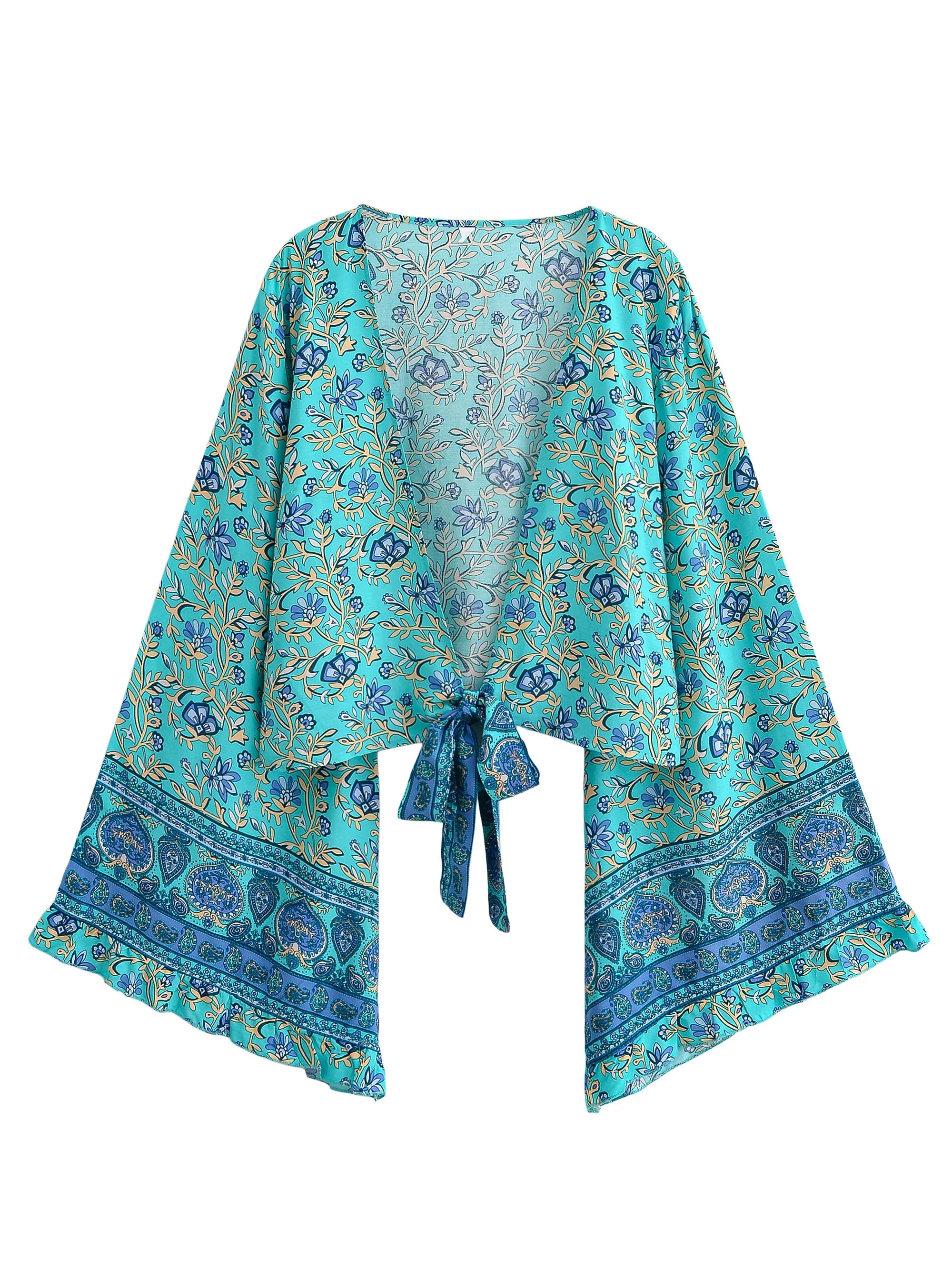 Lagoon Blossom Floral Print Boho Maxi Skirt