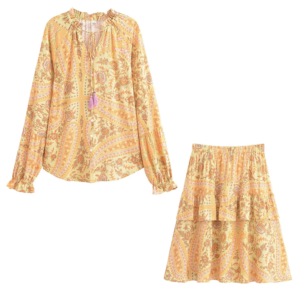 Sun-Kissed Bloom Boho Floral Print Mini Skirt