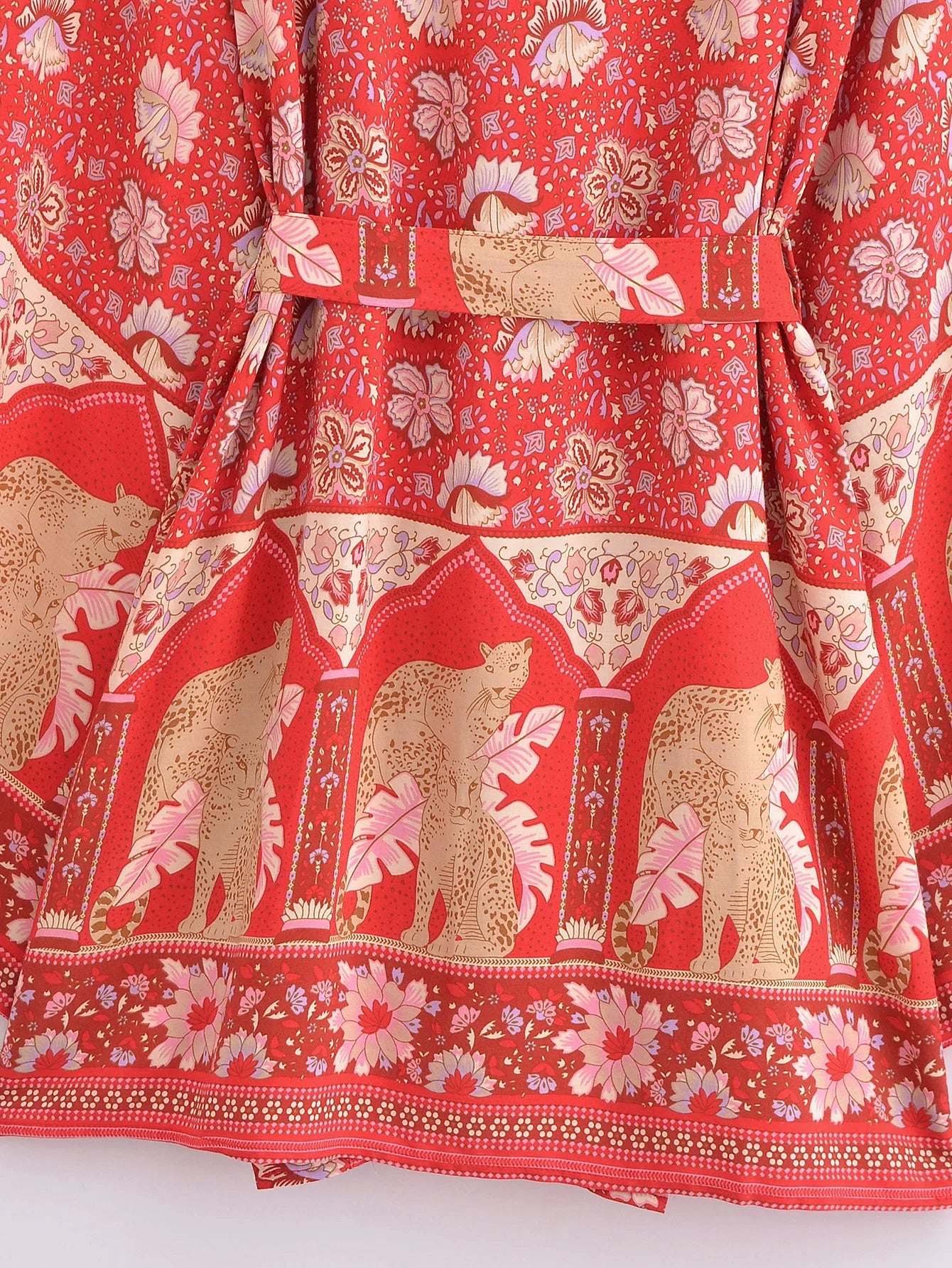Wild Savannah Boho Floral Print Short Robe