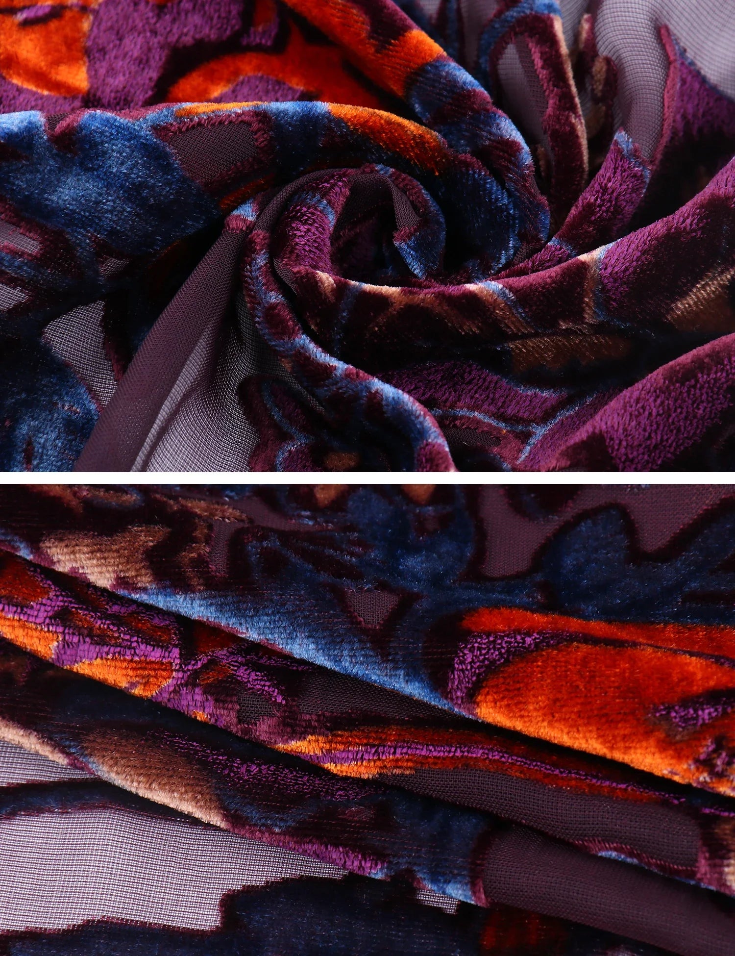 Plum Wine Floral Print Velvet Burnout Kimono